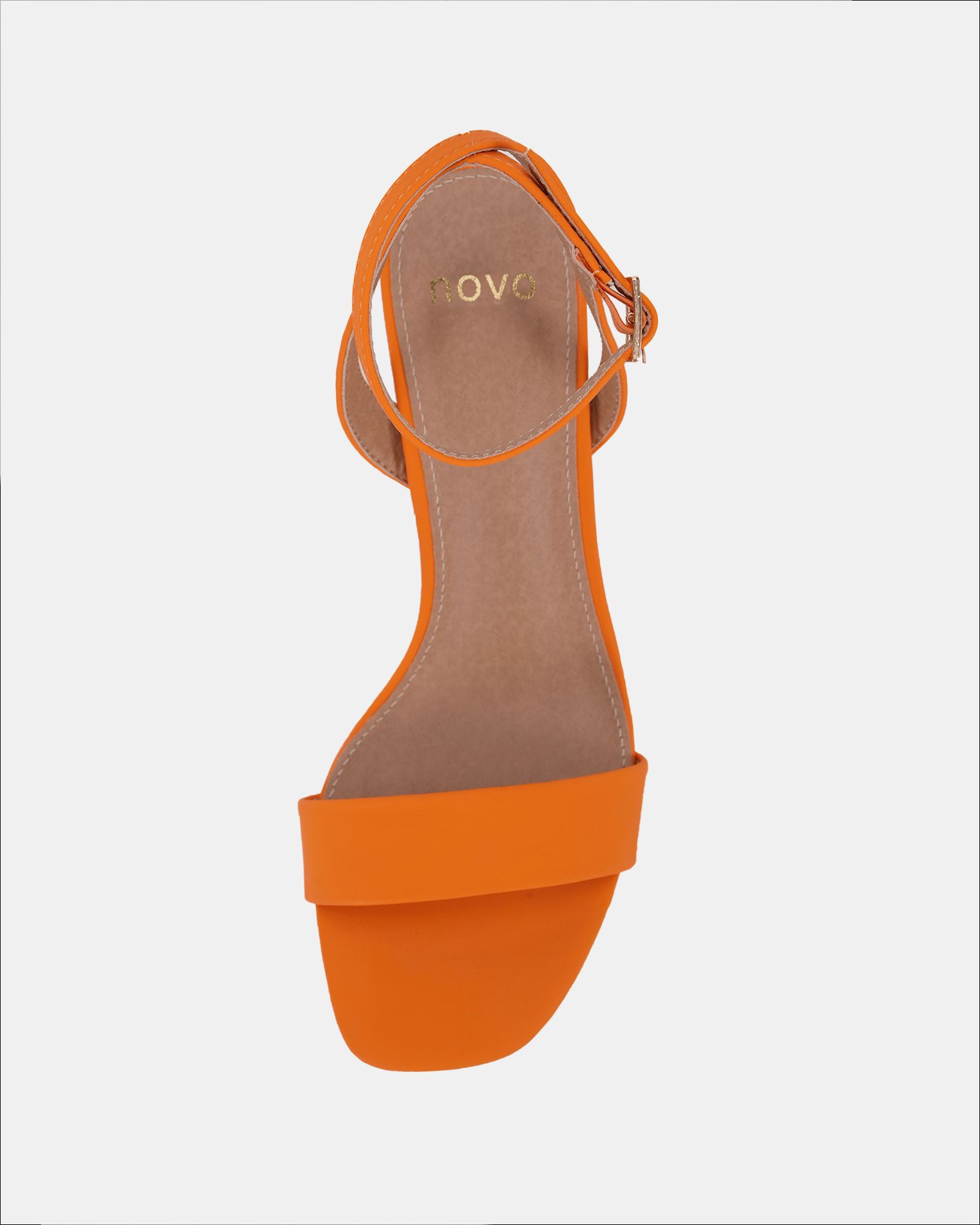 Wide Fit MARTINEZ Orange Block Heel Sandal