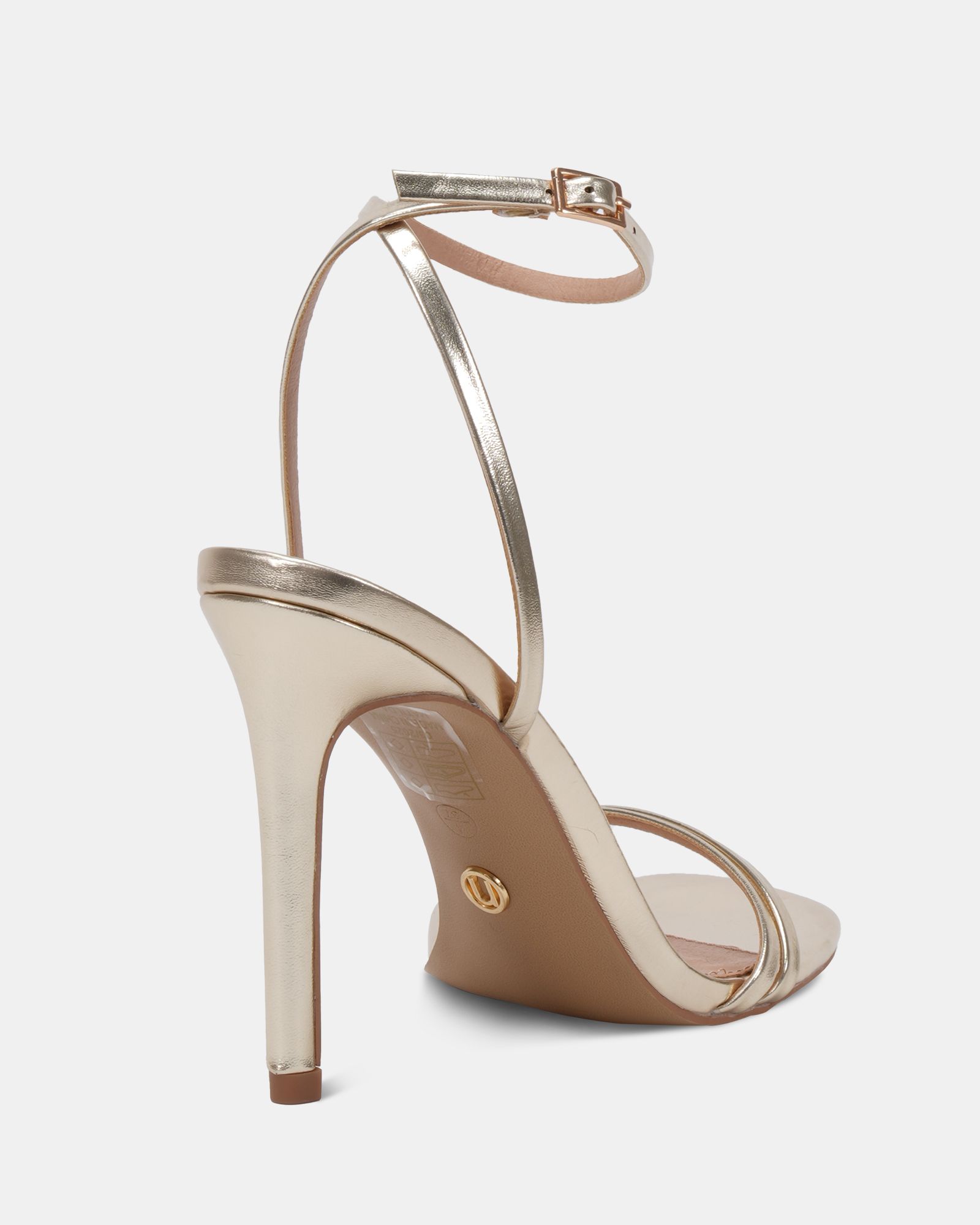 WIDE FIT MATILDA Gold Strappy Heeled Sandal
