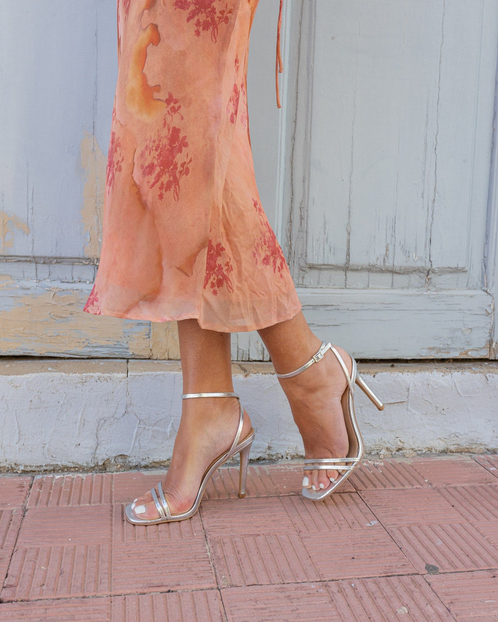 MATILDA Silver Strappy Heeled Sandal