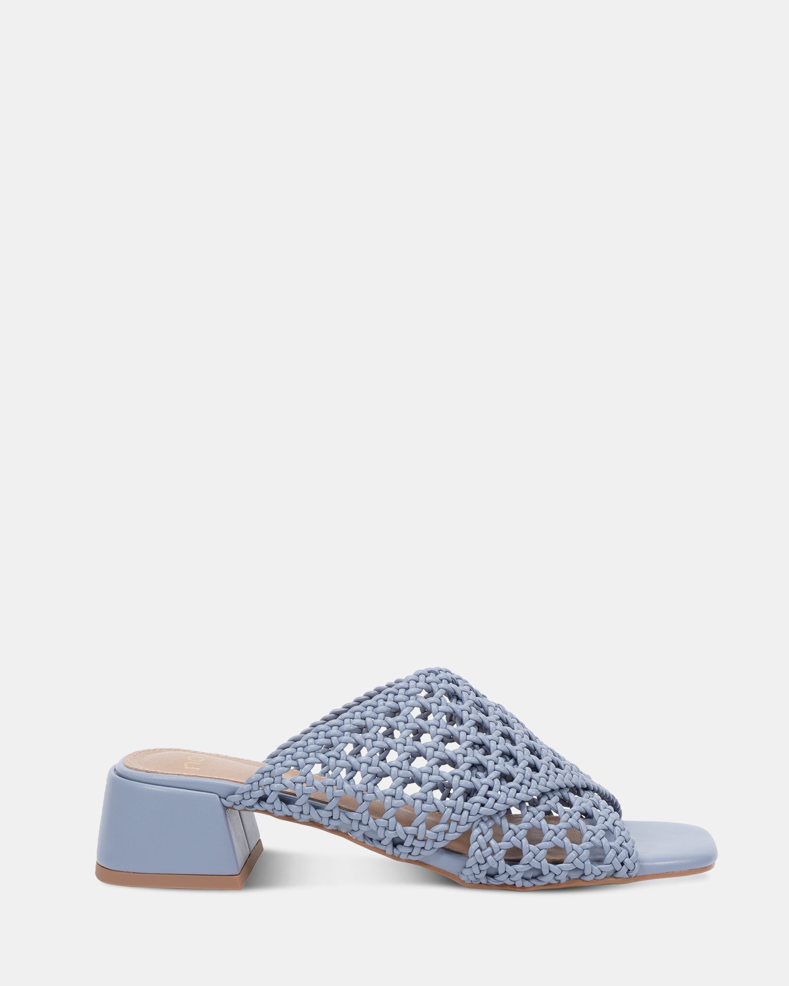 MILLY Blue Woven Block Heel Mule