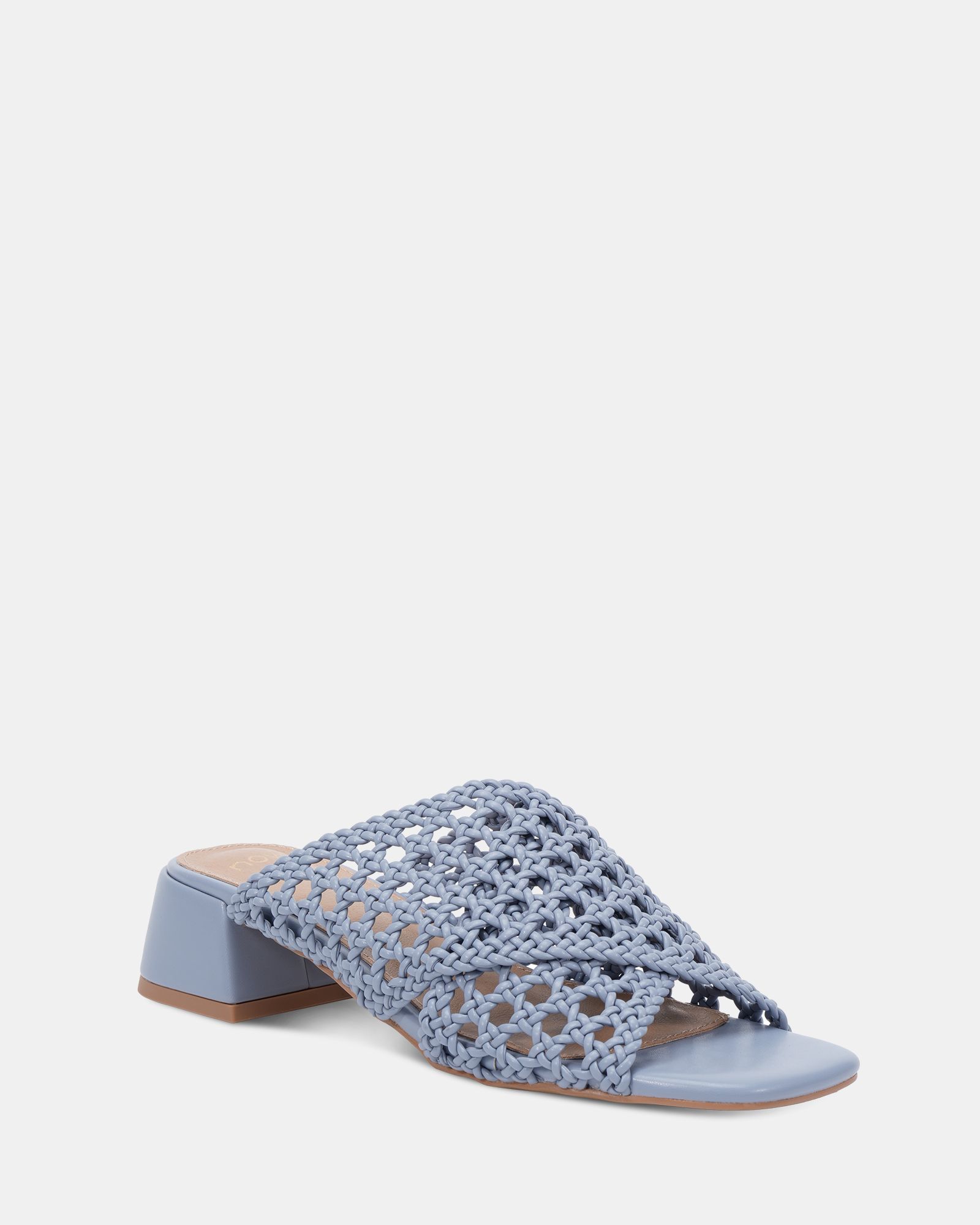 MILLY Blue Woven Block Heel Mule
