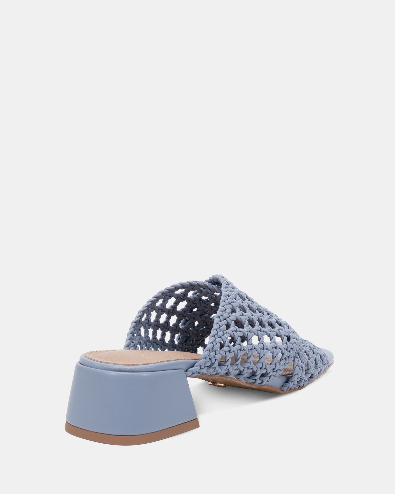 MILLY Blue Woven Block Heel Mule