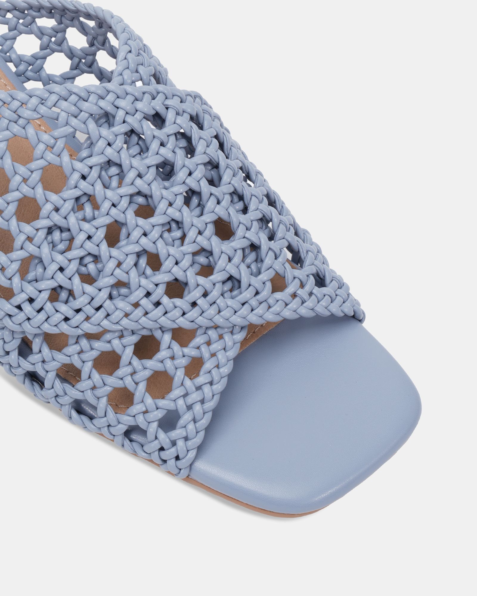 MILLY Blue Woven Block Heel Mule