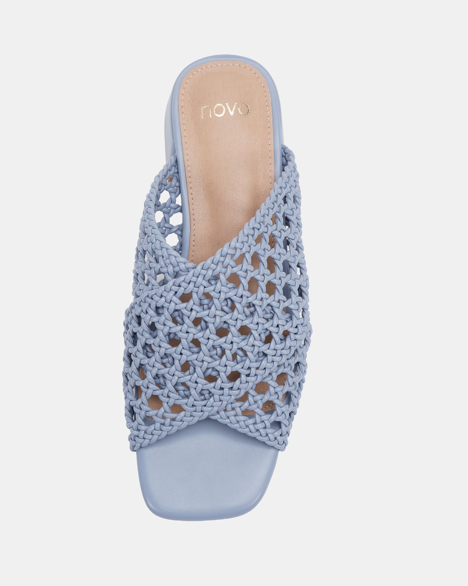 MILLY Blue Woven Block Heel Mule