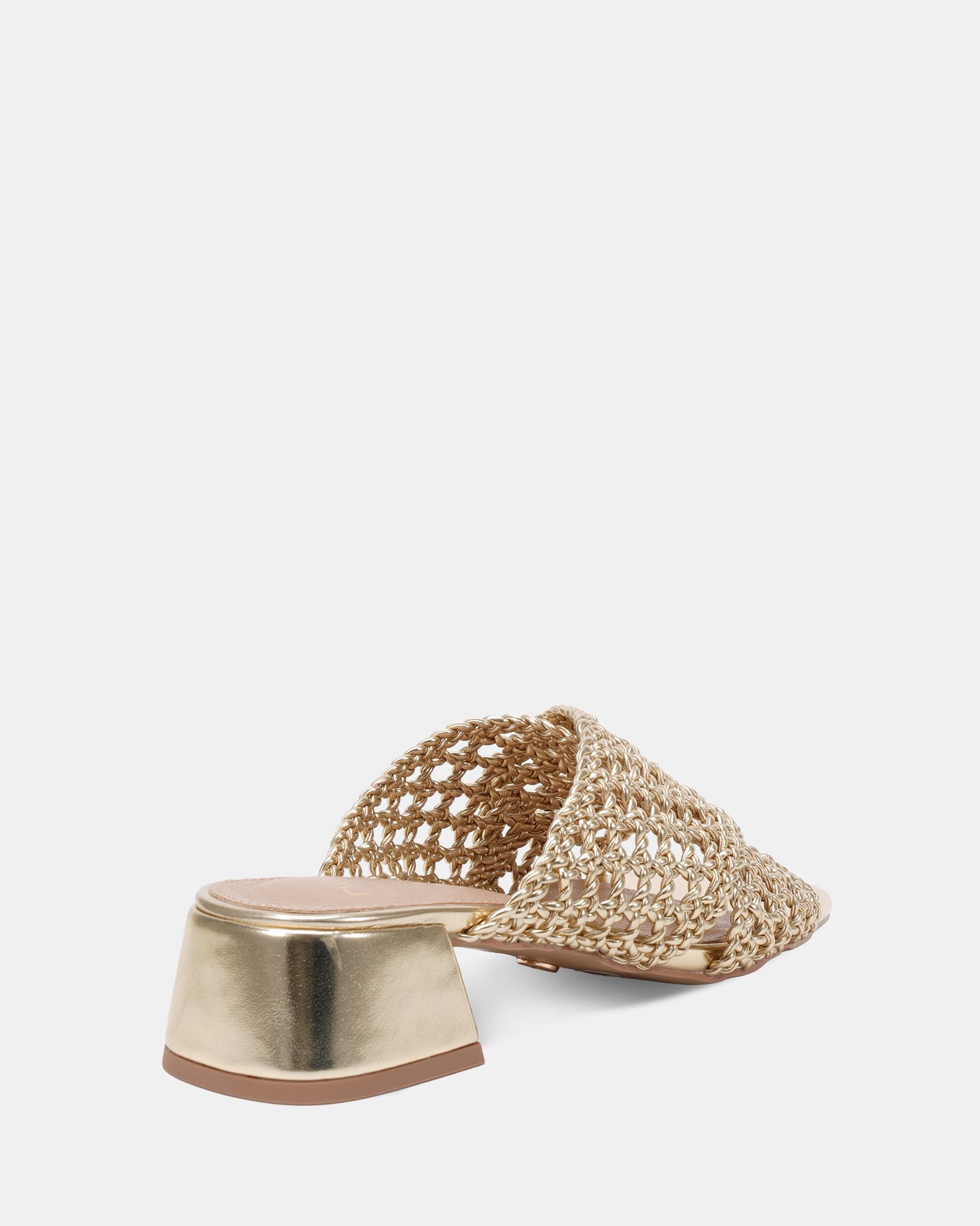 MILLY Gold Woven Block Heel Mule