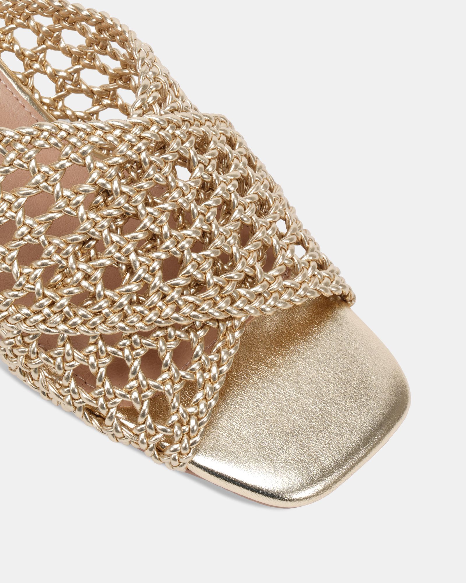 MILLY Gold Woven Block Heel Mule
