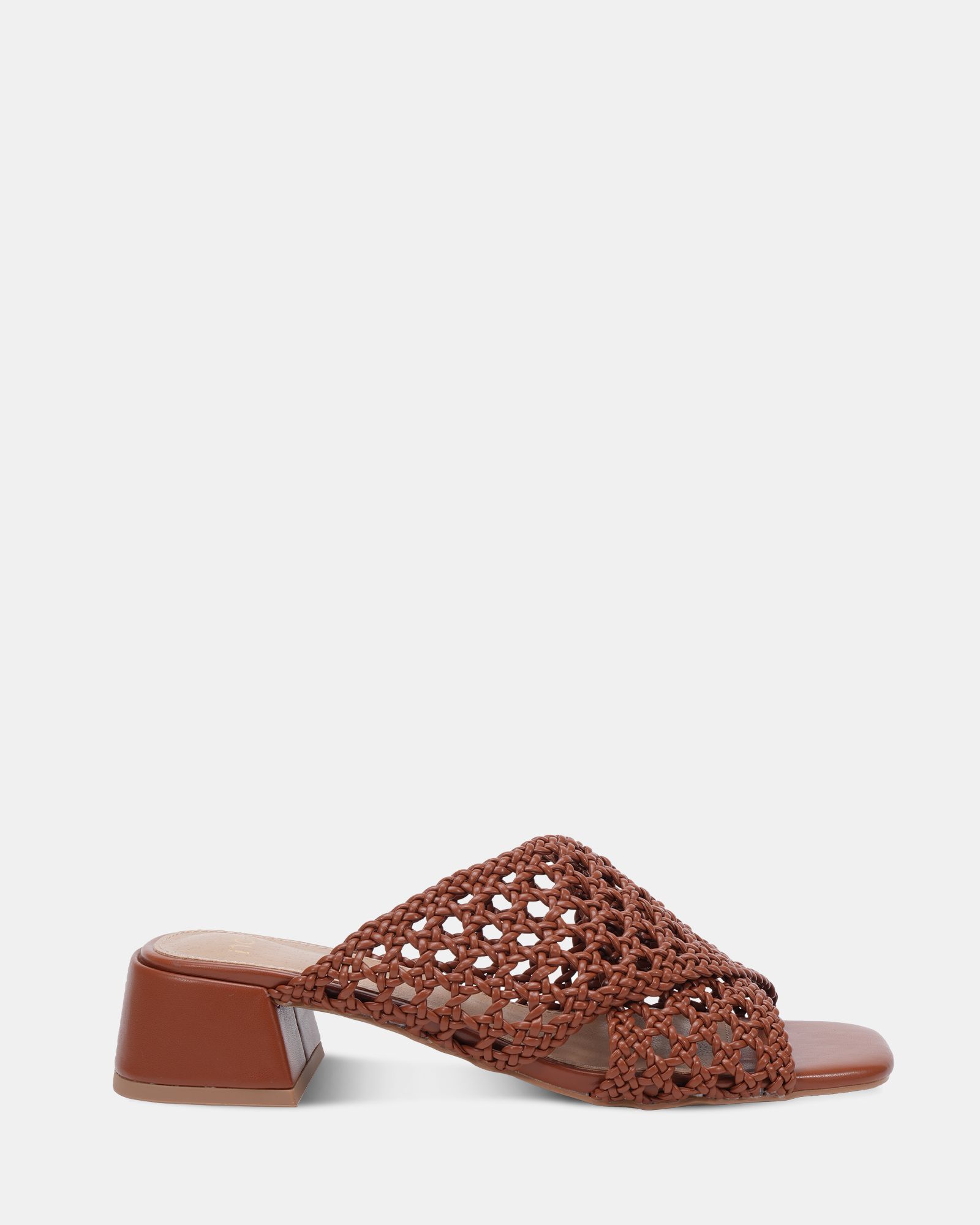 MILLY Tan Woven Block Heel Mule