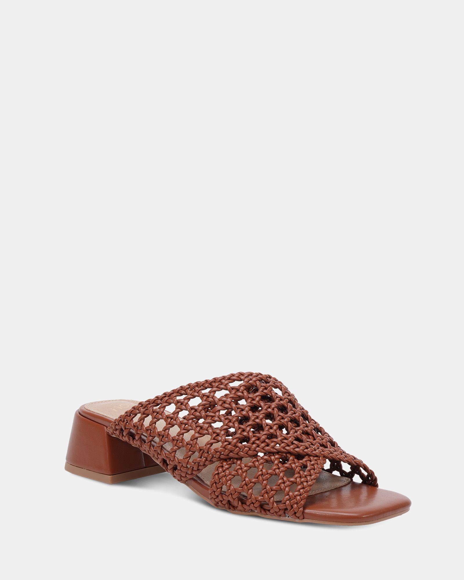 MILLY Tan Woven Block Heel Mule