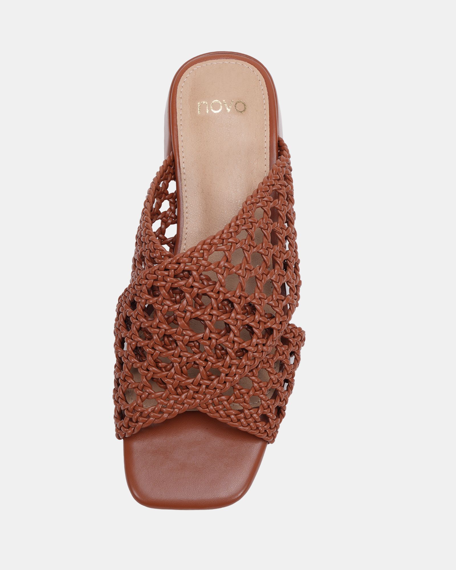 MILLY Tan Woven Block Heel Mule