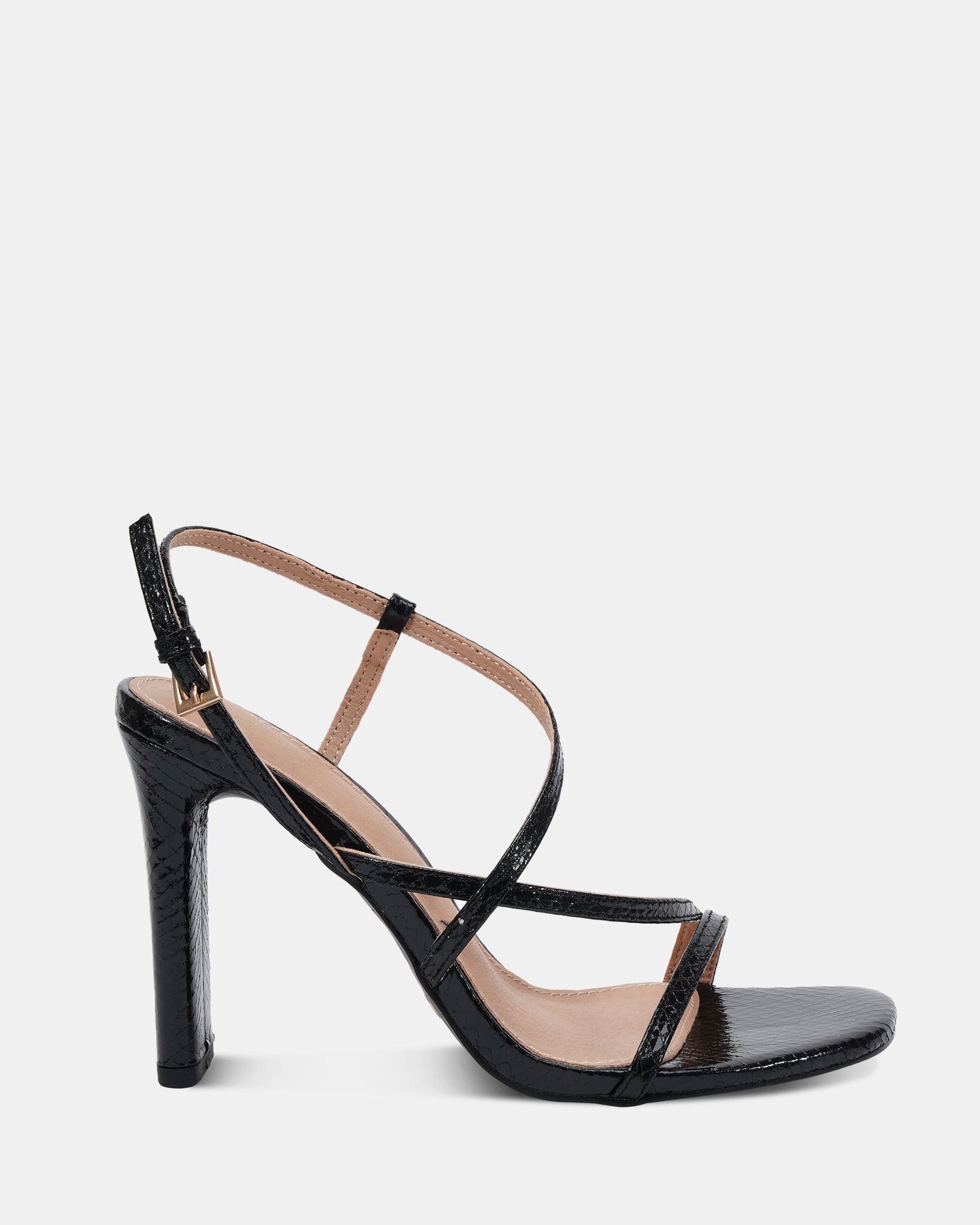 WIDE FIT MONDRIAN Black Strappy Heeled Sandal
