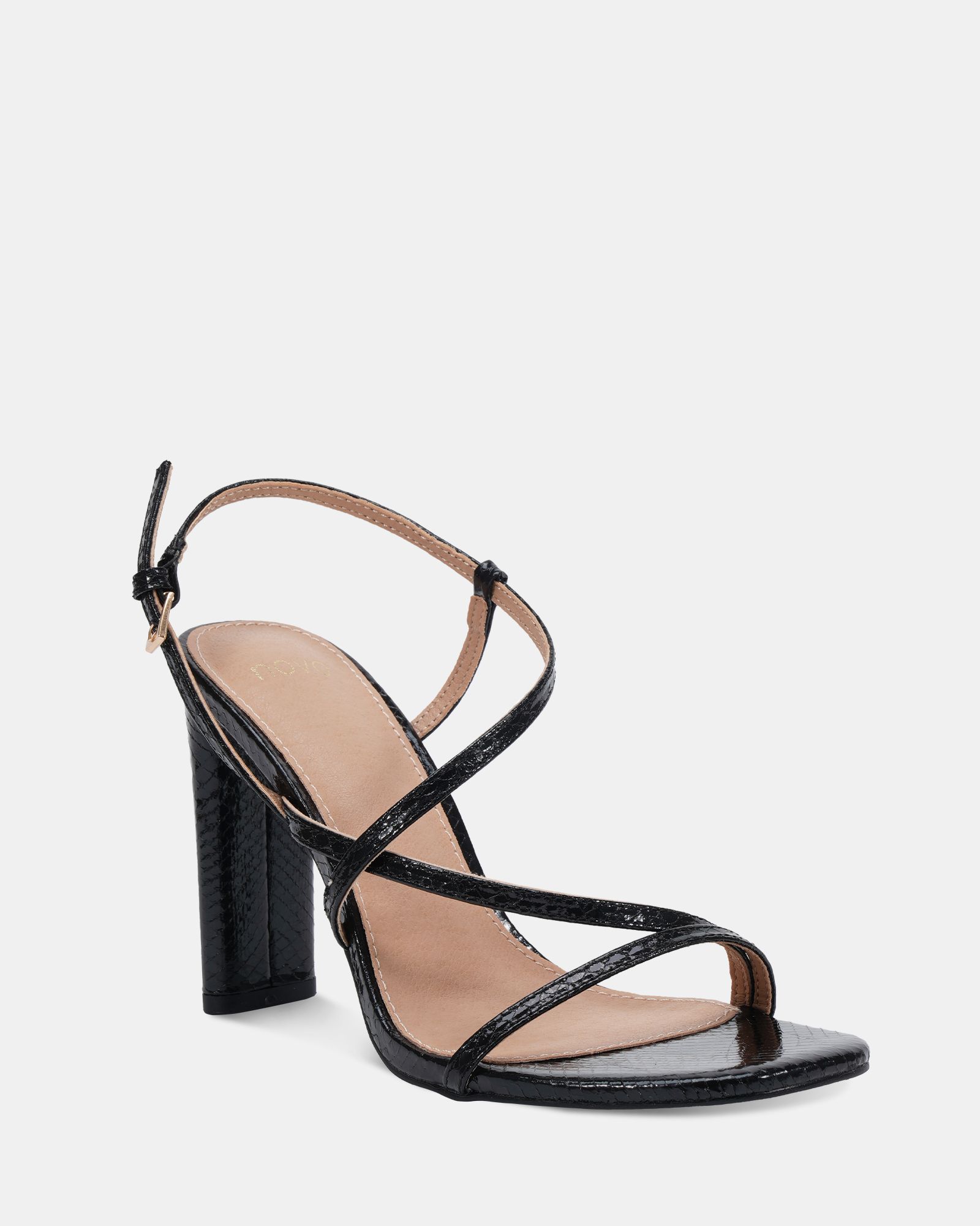 WIDE FIT MONDRIAN Black Strappy Heeled Sandal