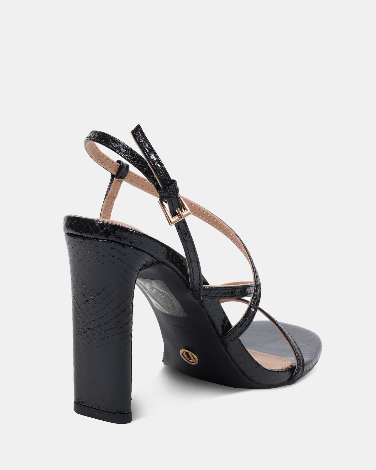 WIDE FIT MONDRIAN Black Strappy Heeled Sandal
