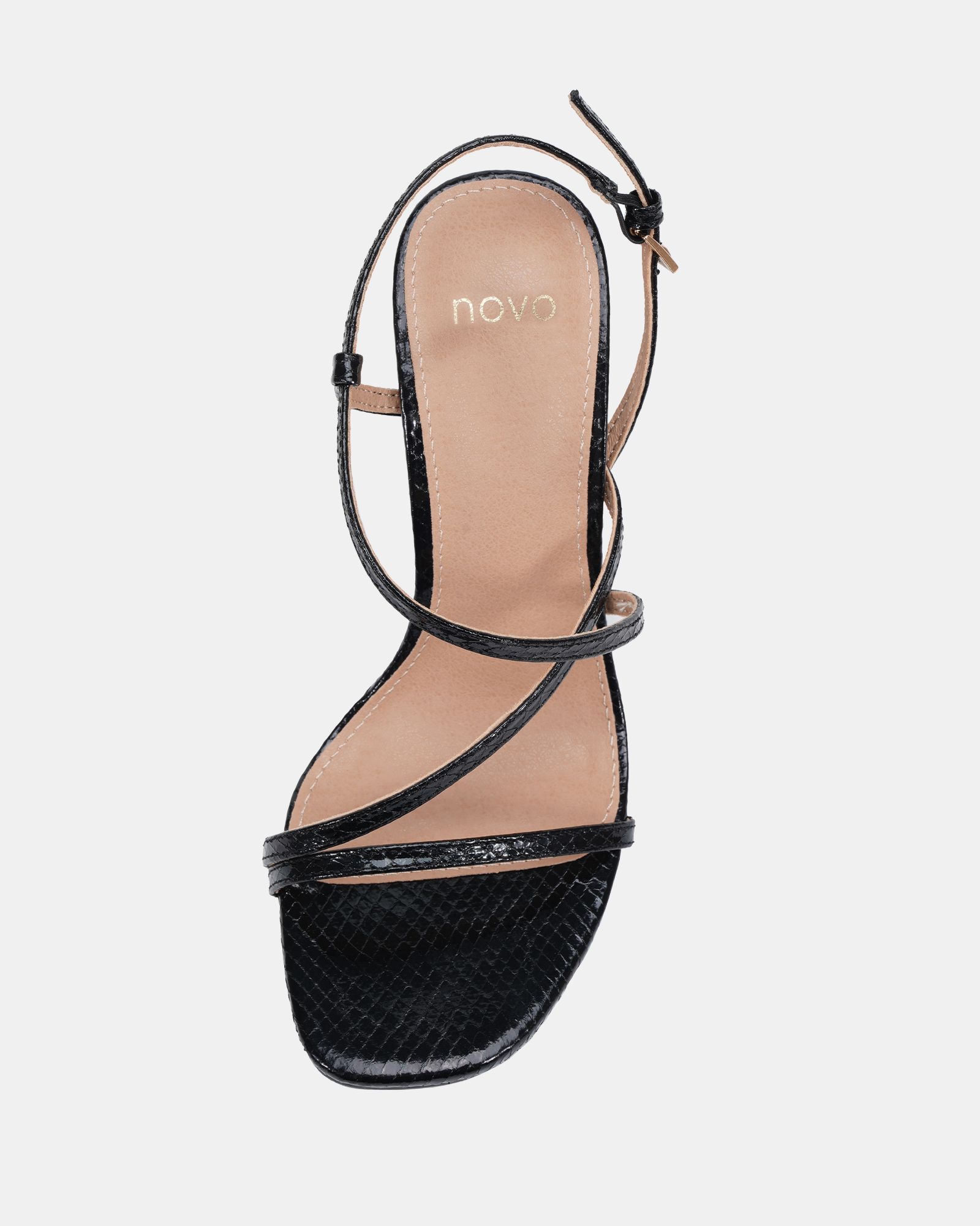 WIDE FIT MONDRIAN Black Strappy Heeled Sandal