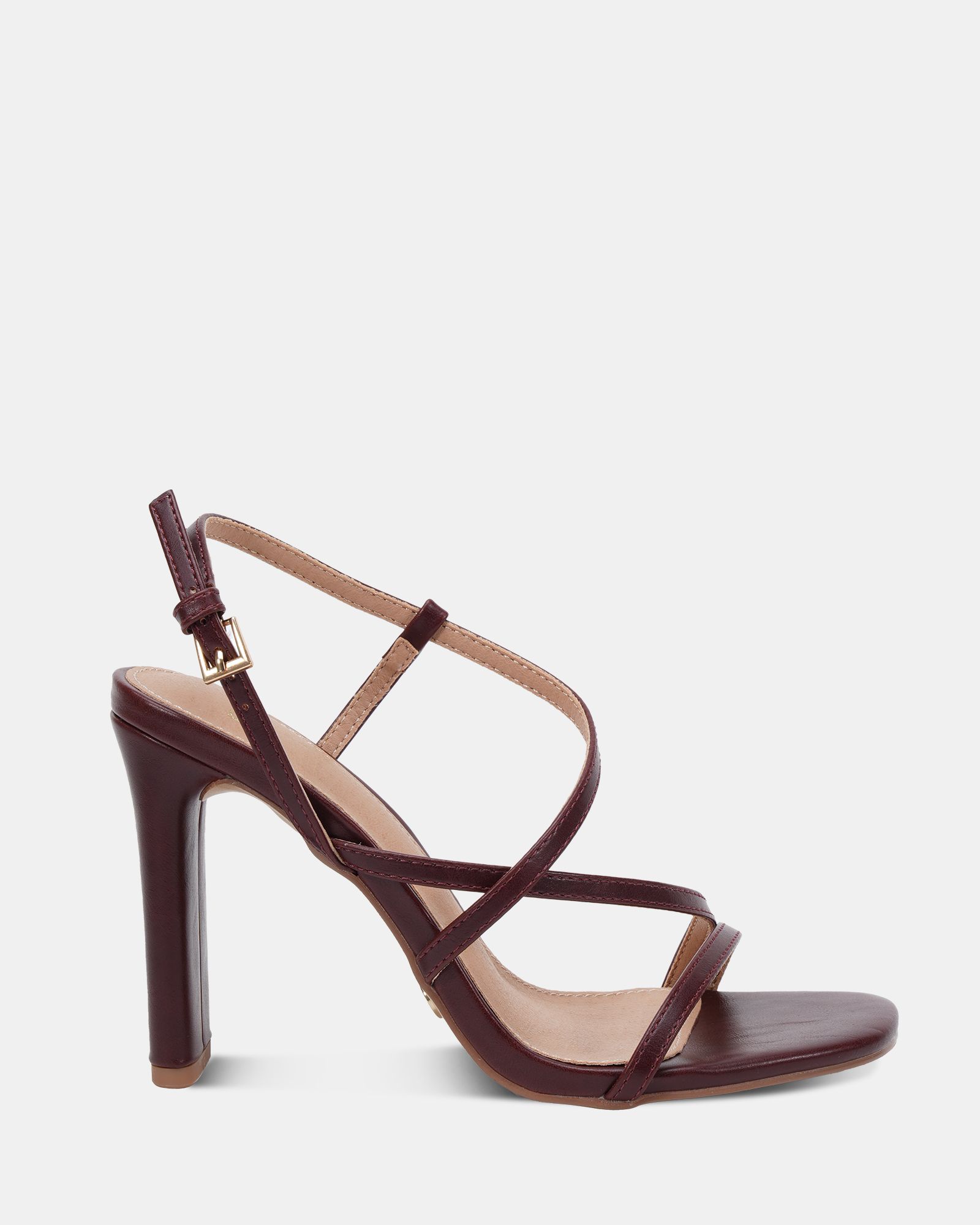 WIDE FIT MONDRIAN Burgundy Strappy Heeled Sandal