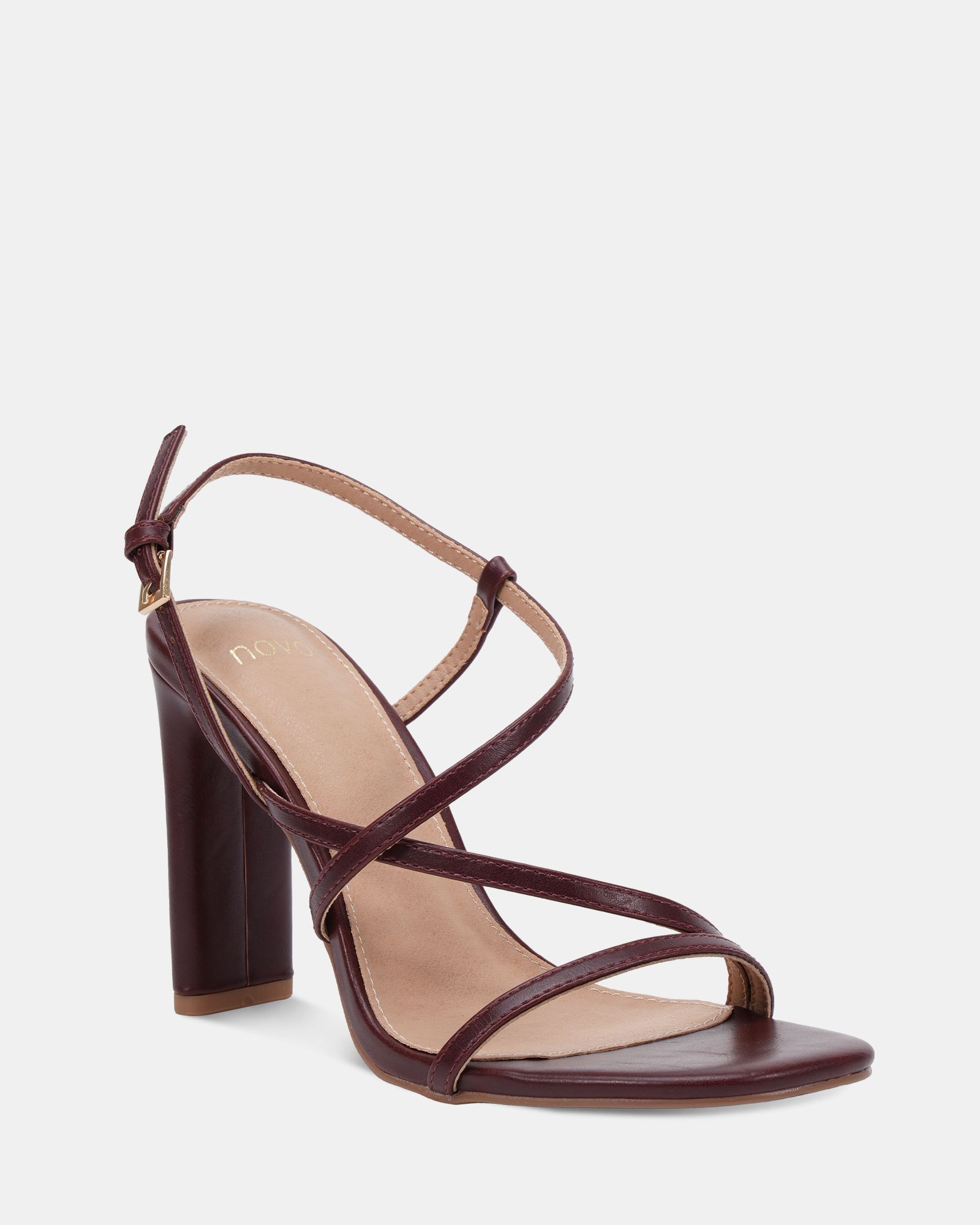 MONDRIAN Burgundy Strappy Heeled Sandal