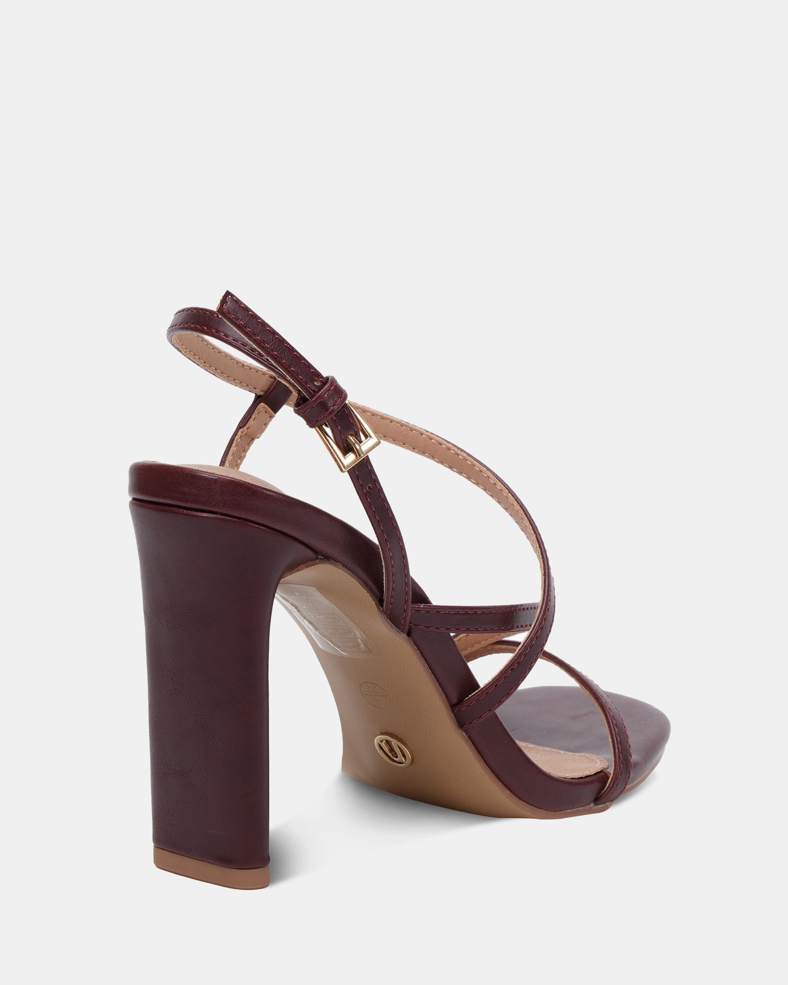 WIDE FIT MONDRIAN Burgundy Strappy Heeled Sandal