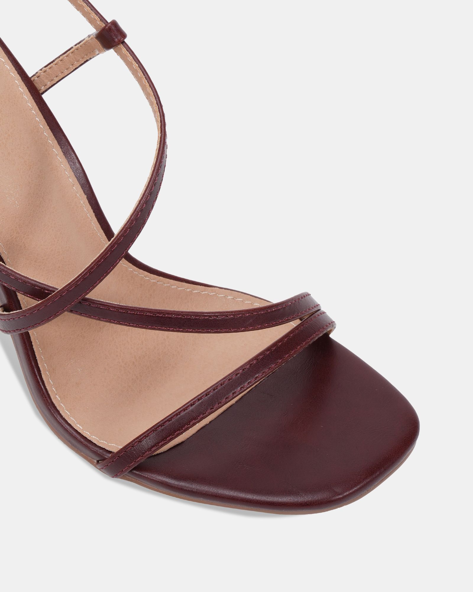WIDE FIT MONDRIAN Burgundy Strappy Heeled Sandal