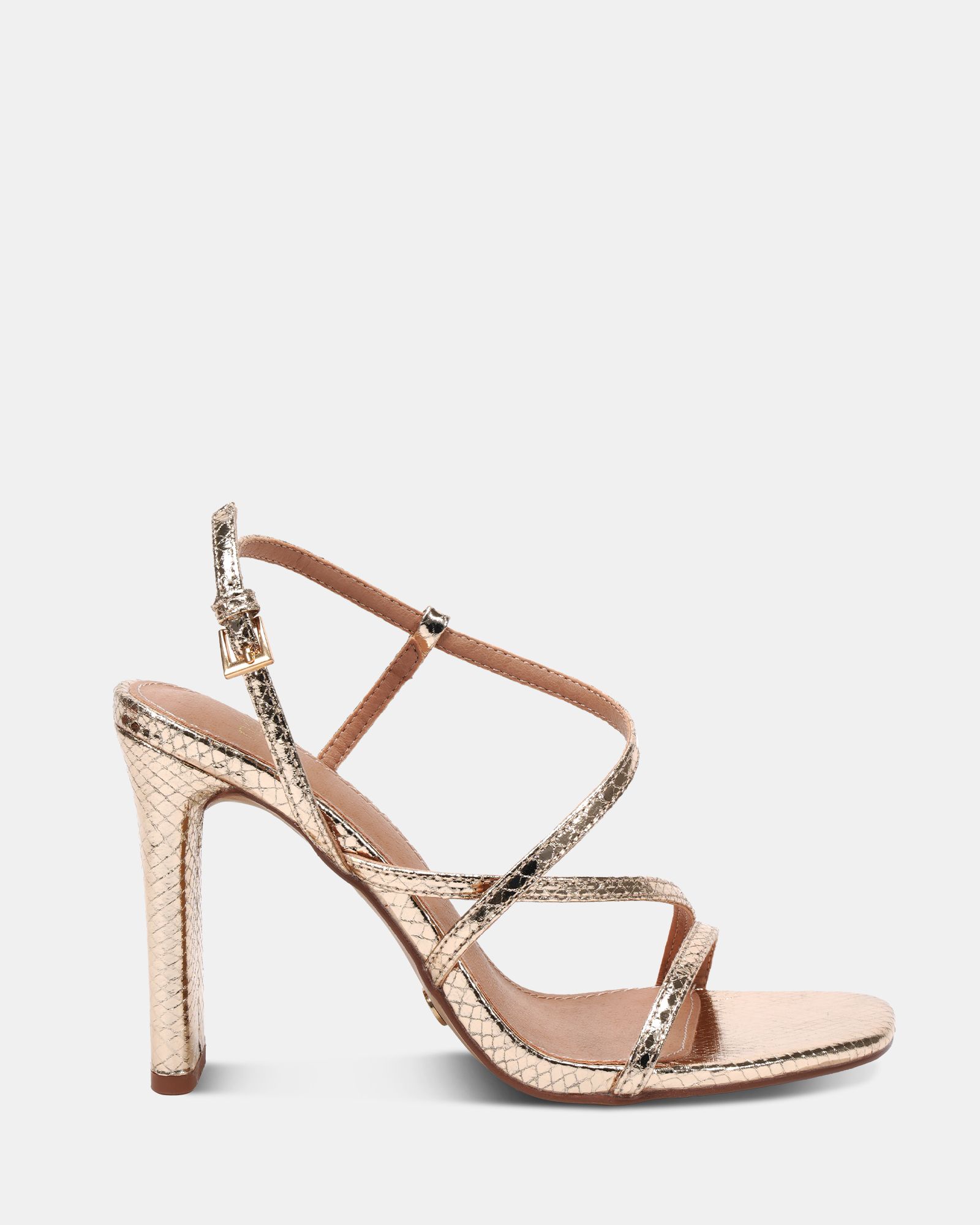 WIDE FIT MONDRIAN Gold Strappy Heeled Sandal