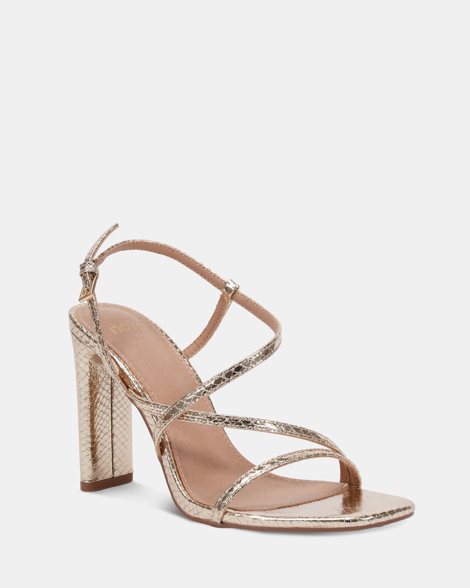WIDE FIT MONDRIAN Gold Strappy Heeled Sandal