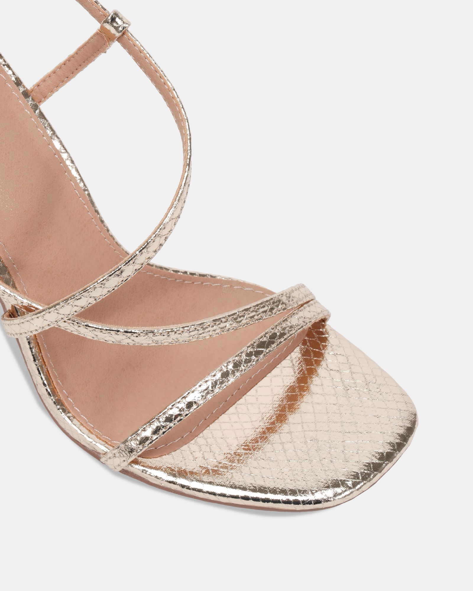 WIDE FIT MONDRIAN Gold Strappy Heeled Sandal