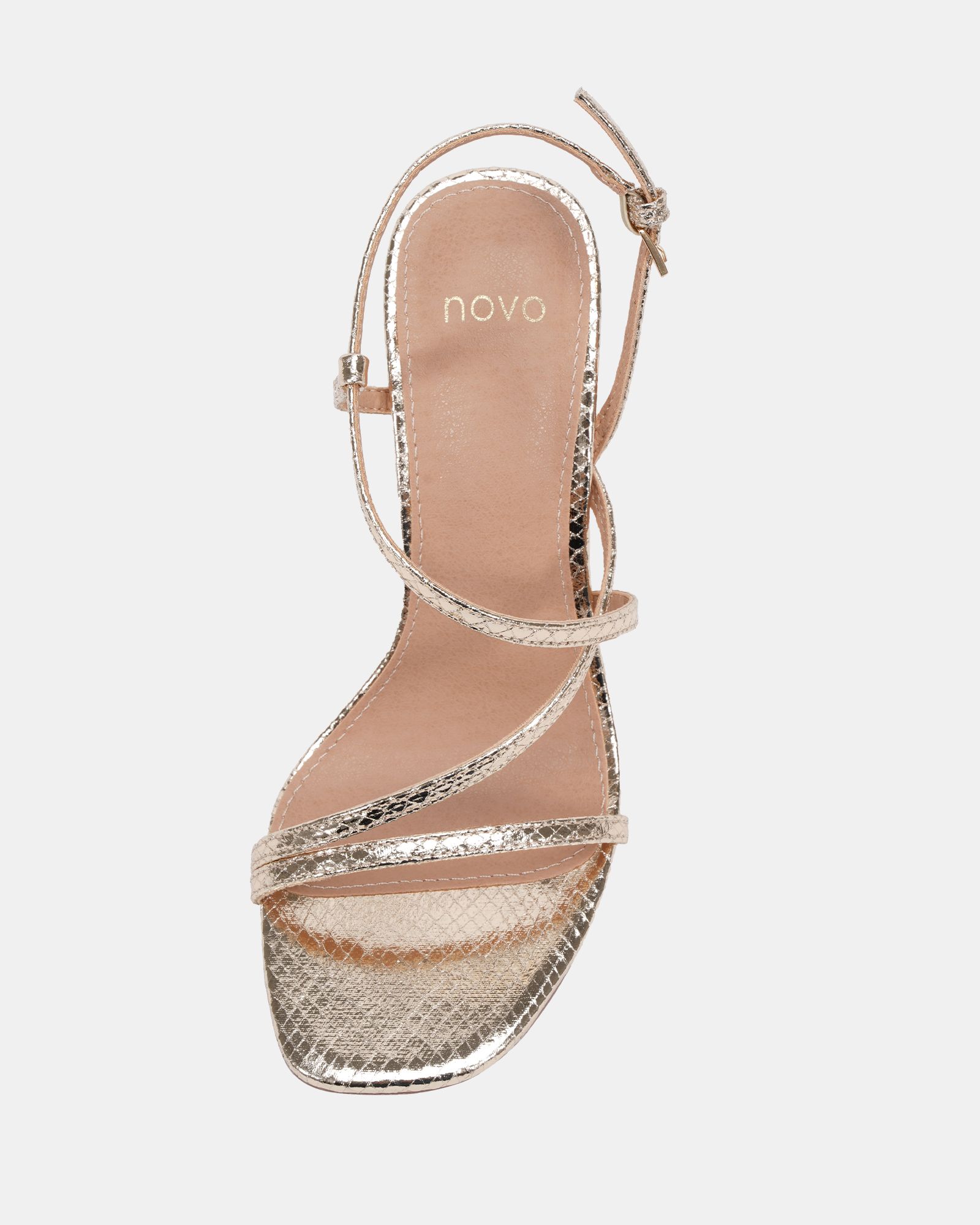 WIDE FIT MONDRIAN Gold Strappy Heeled Sandal
