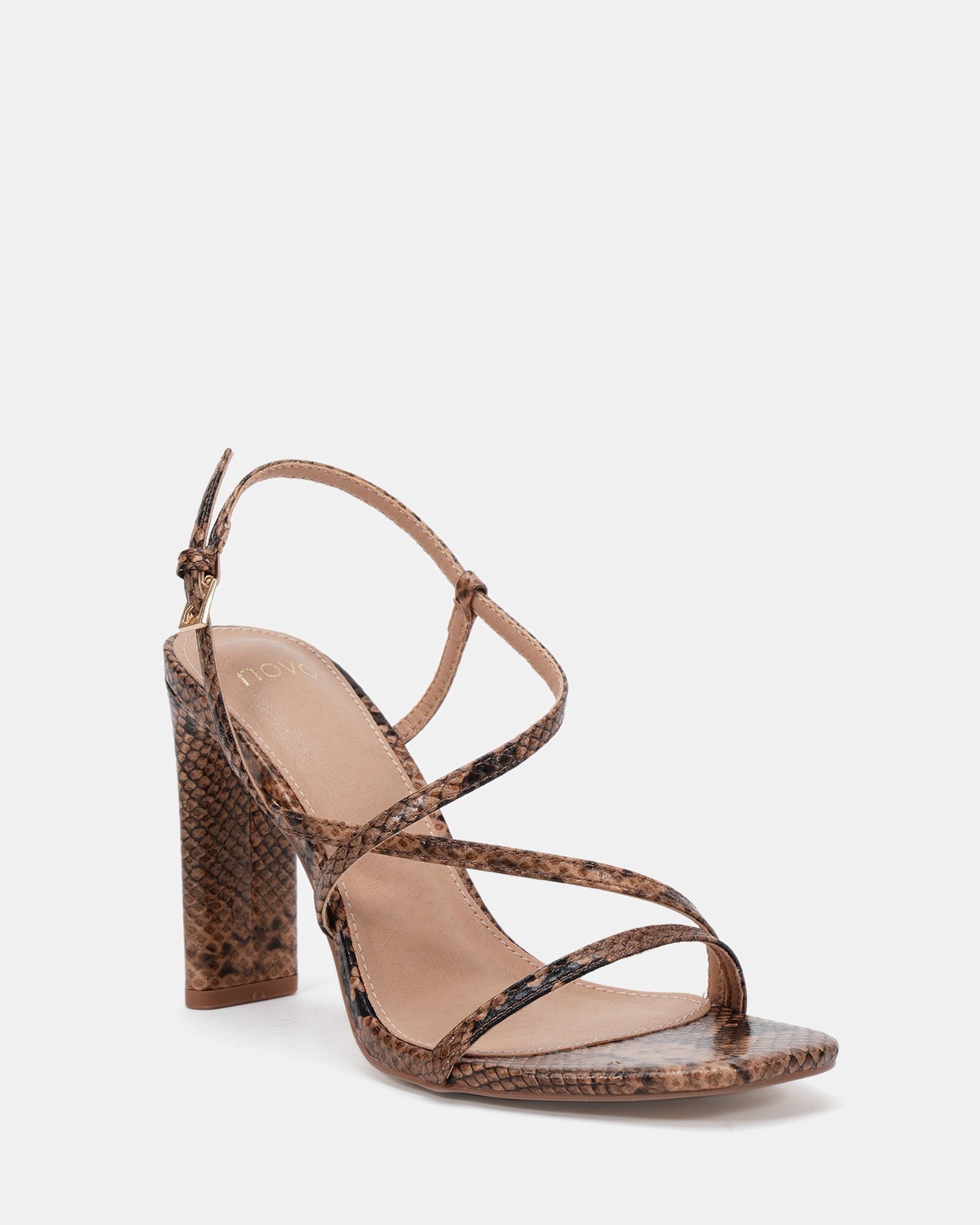 WIDE FIT MONDRIAN Snake Strappy Heeled Sandal