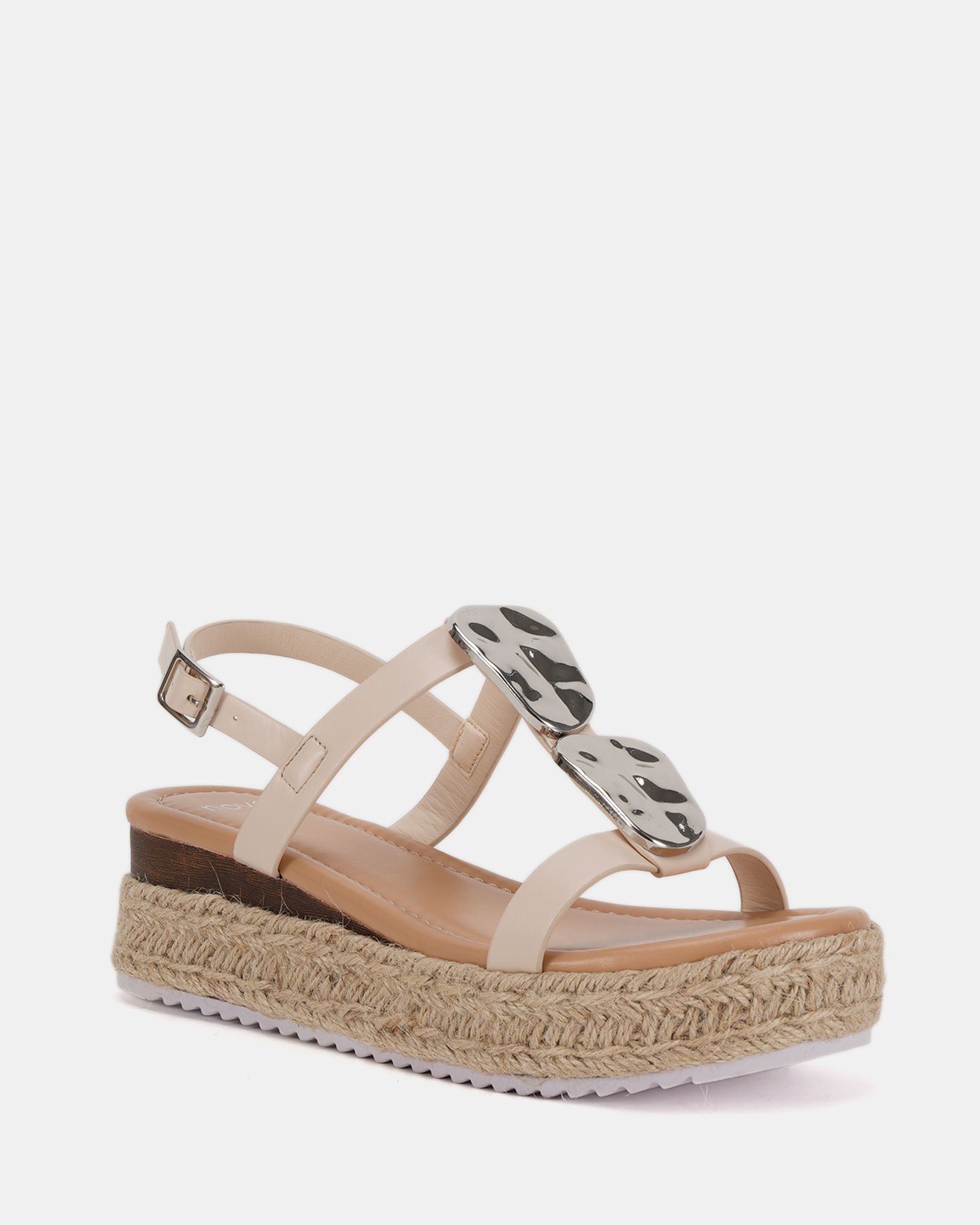 WIDE FIT SASKIA Off White Hardware Detail Espadrille Flatform