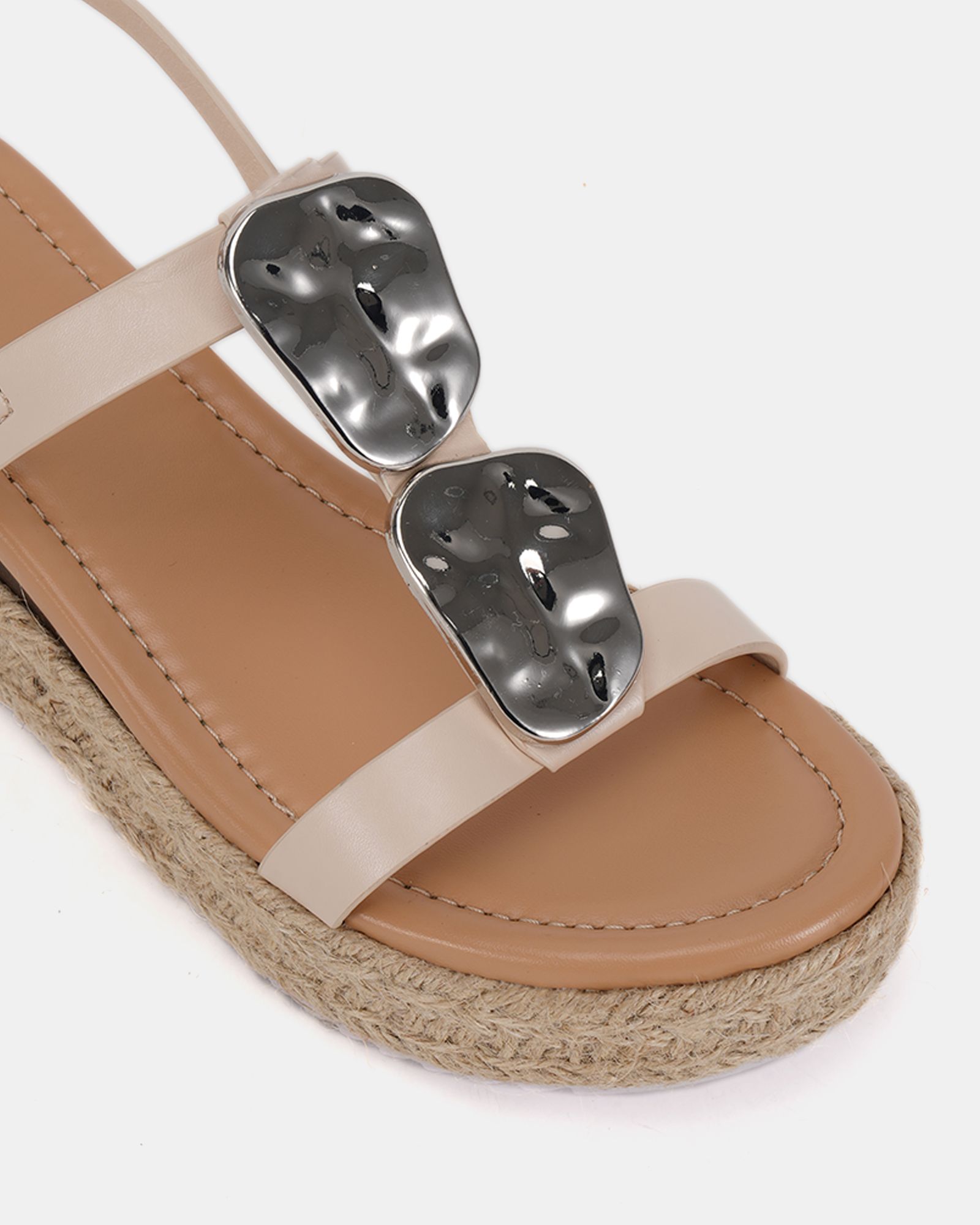 WIDE FIT SASKIA Off White Hardware Detail Espadrille Flatform