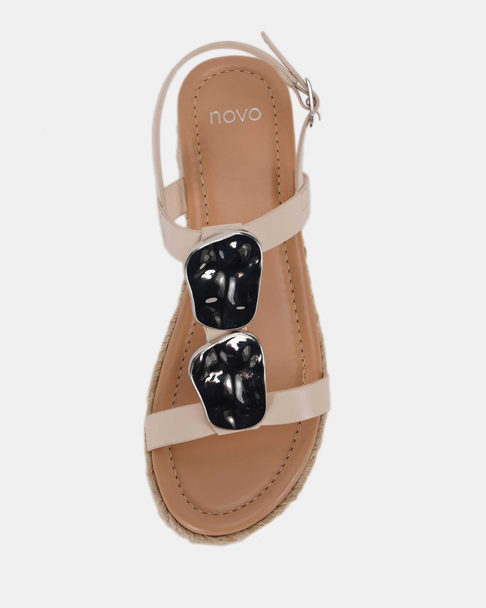 SASKIA Off White Hardware Detail Espadrille Flatform Sandal