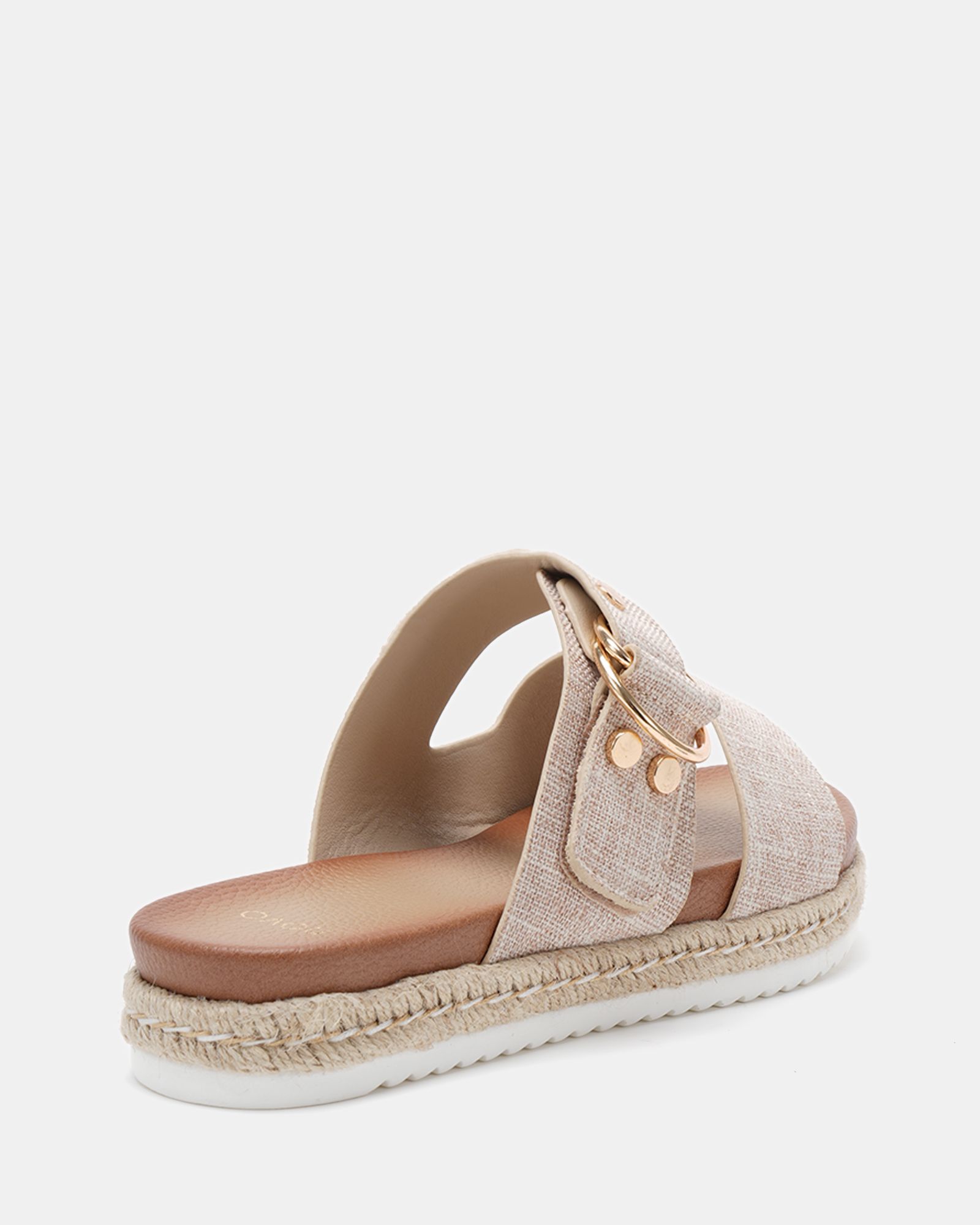 WIDE FIT SEZZADIO Linen Double Strap Buckle Mule Espadrille S