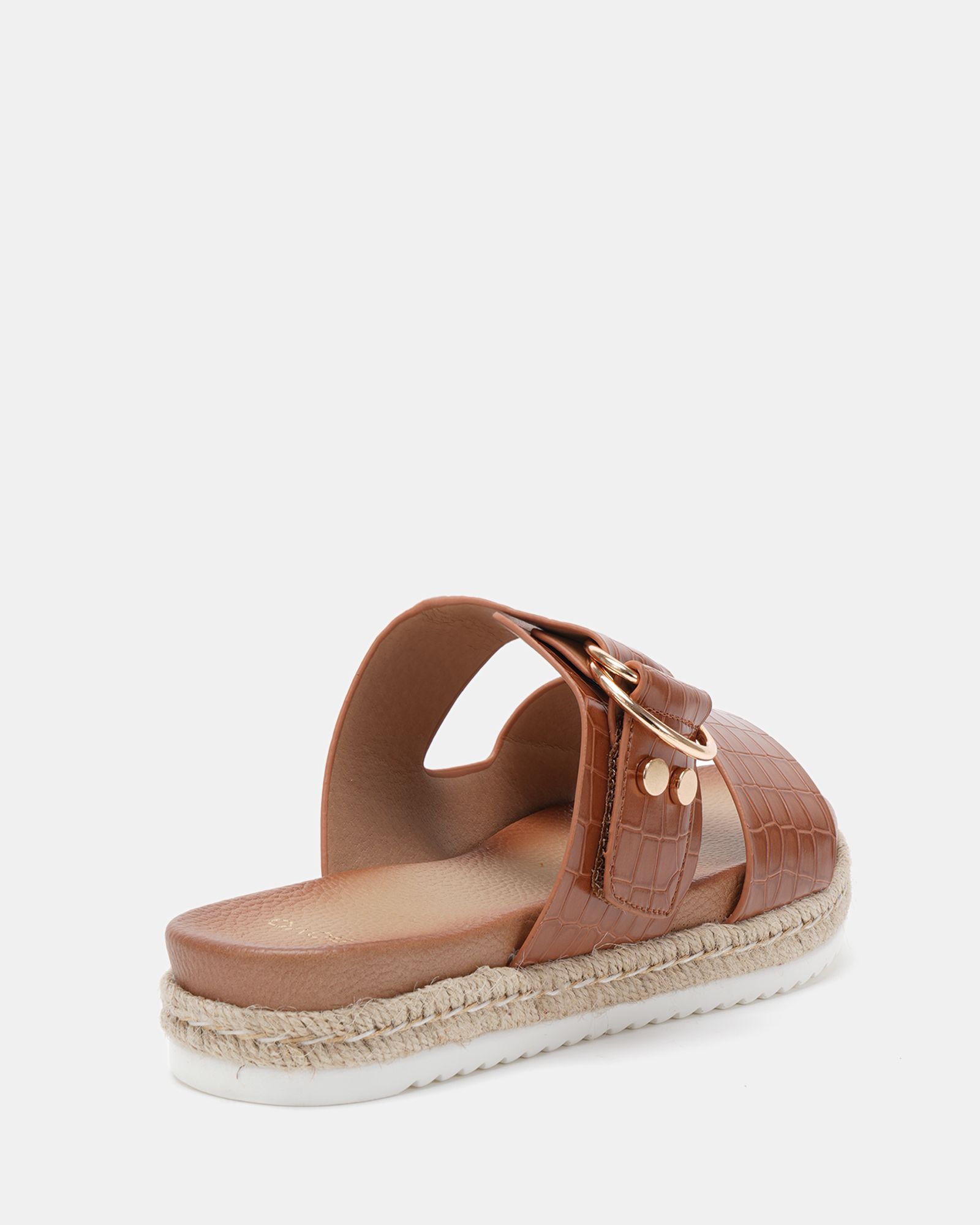 WIDE FIT SEZZADIO Tan Double Strap Buckle Mule Espadrille San