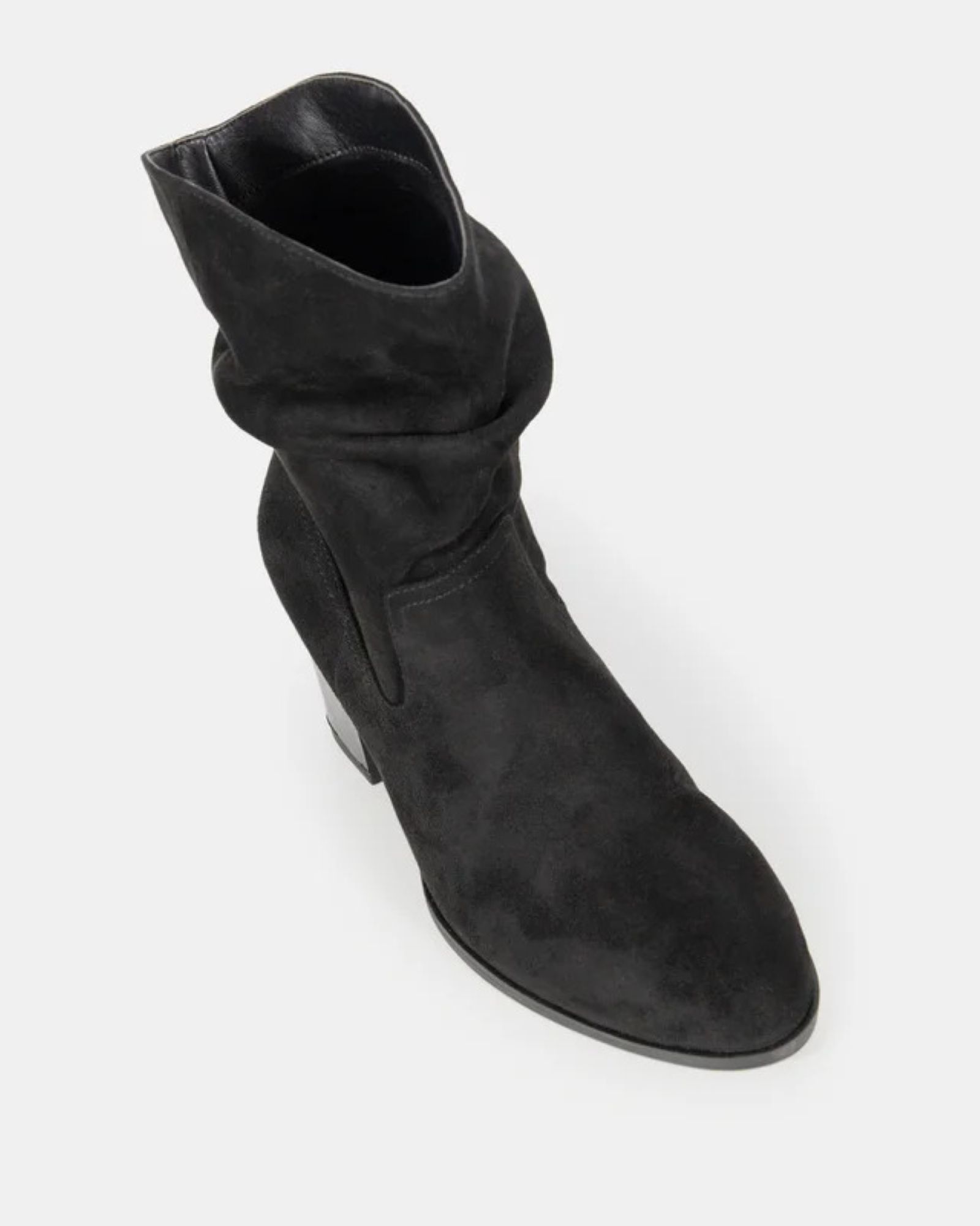 Wide Fit Sheryl Black Slouch Block Heel Boot