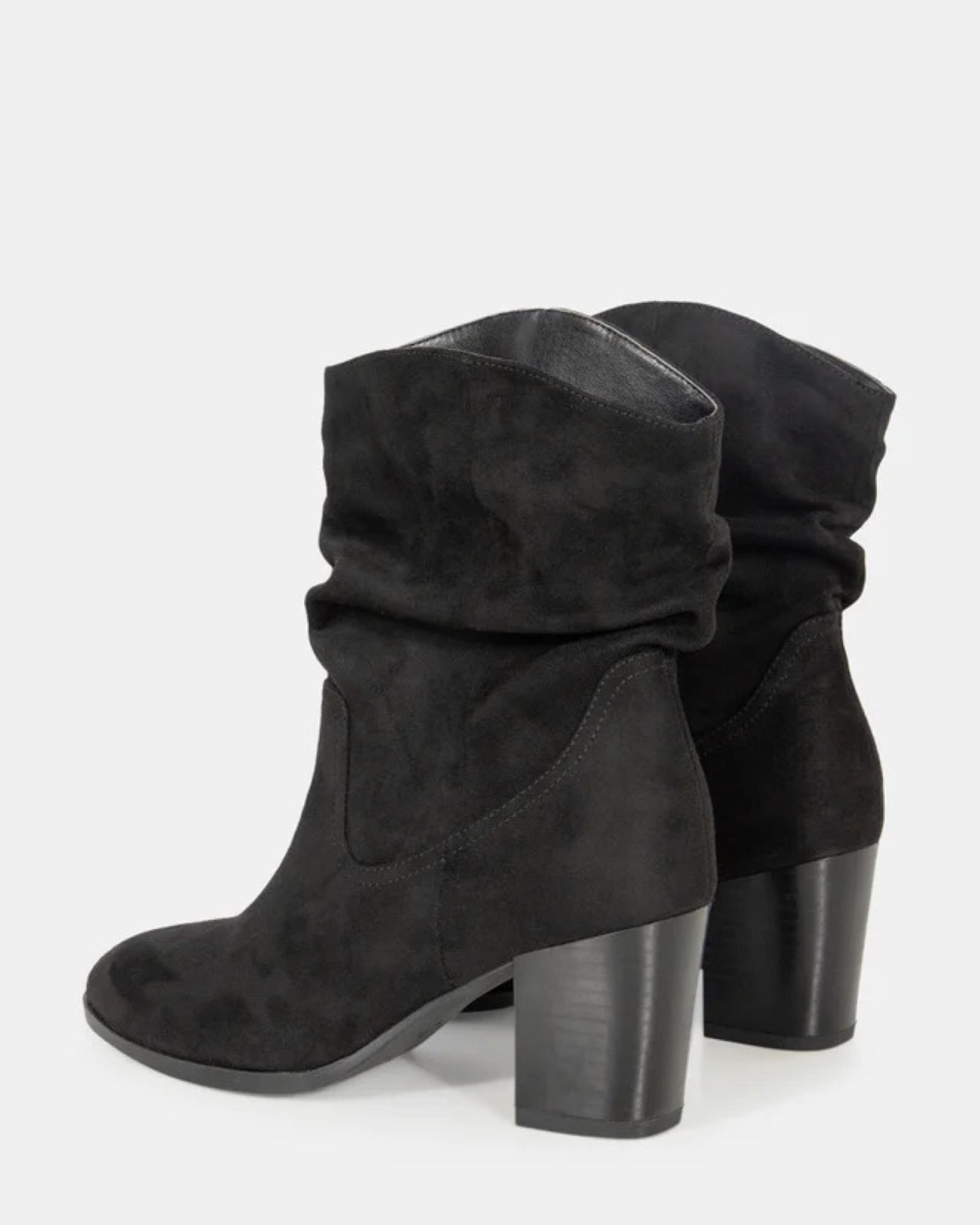 Sheryl Black Slouch Block Heel Boot