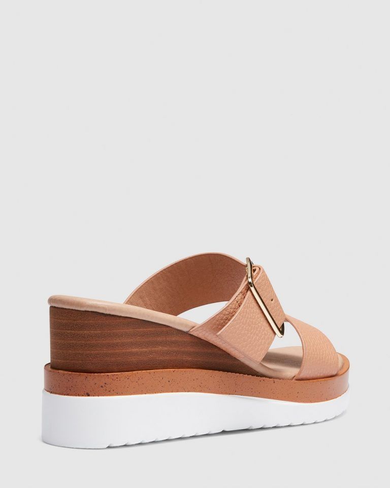 Bridgette Tan Double Strap Mule Wedge
