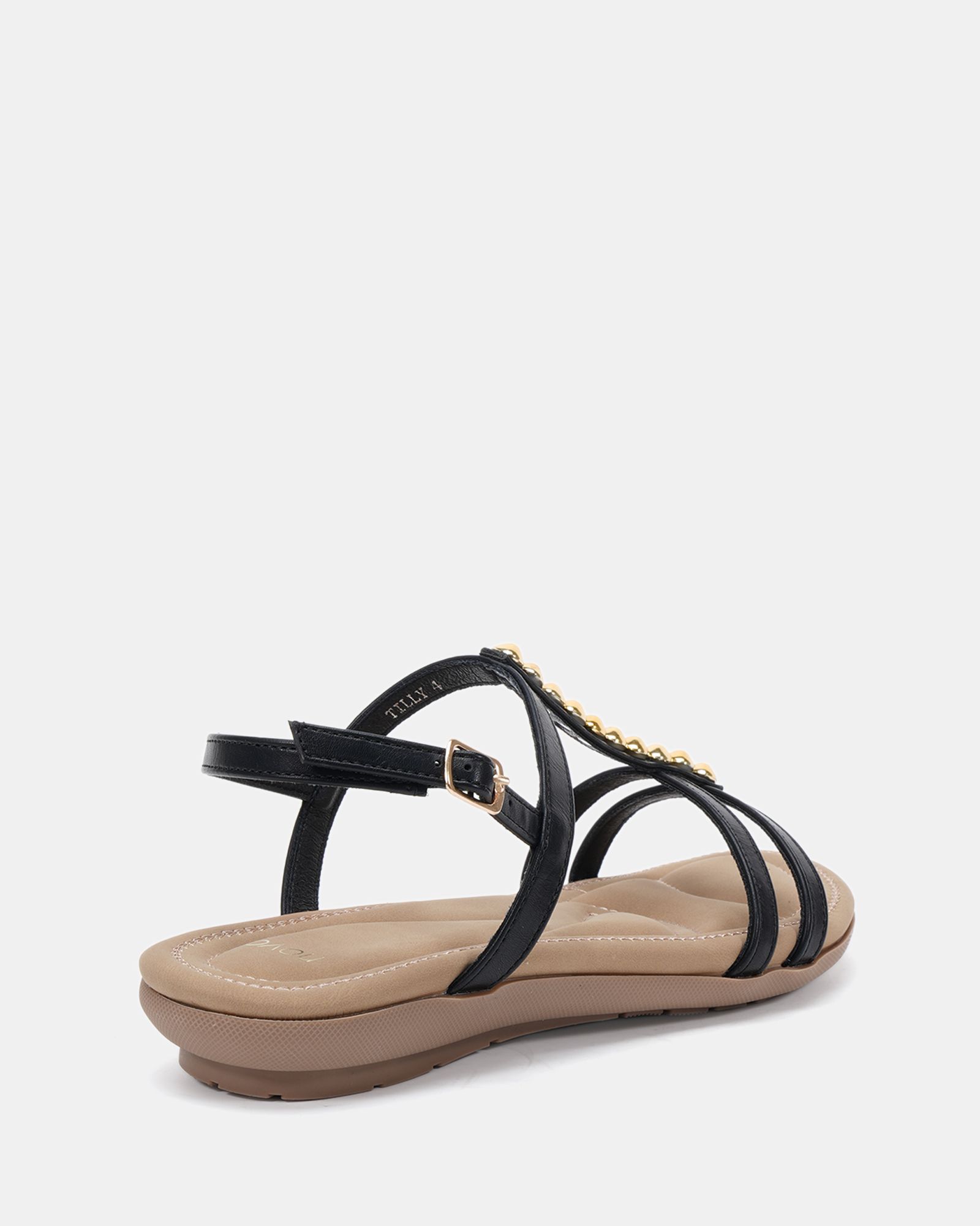 TILLY Black Embellished Padded Sandal
