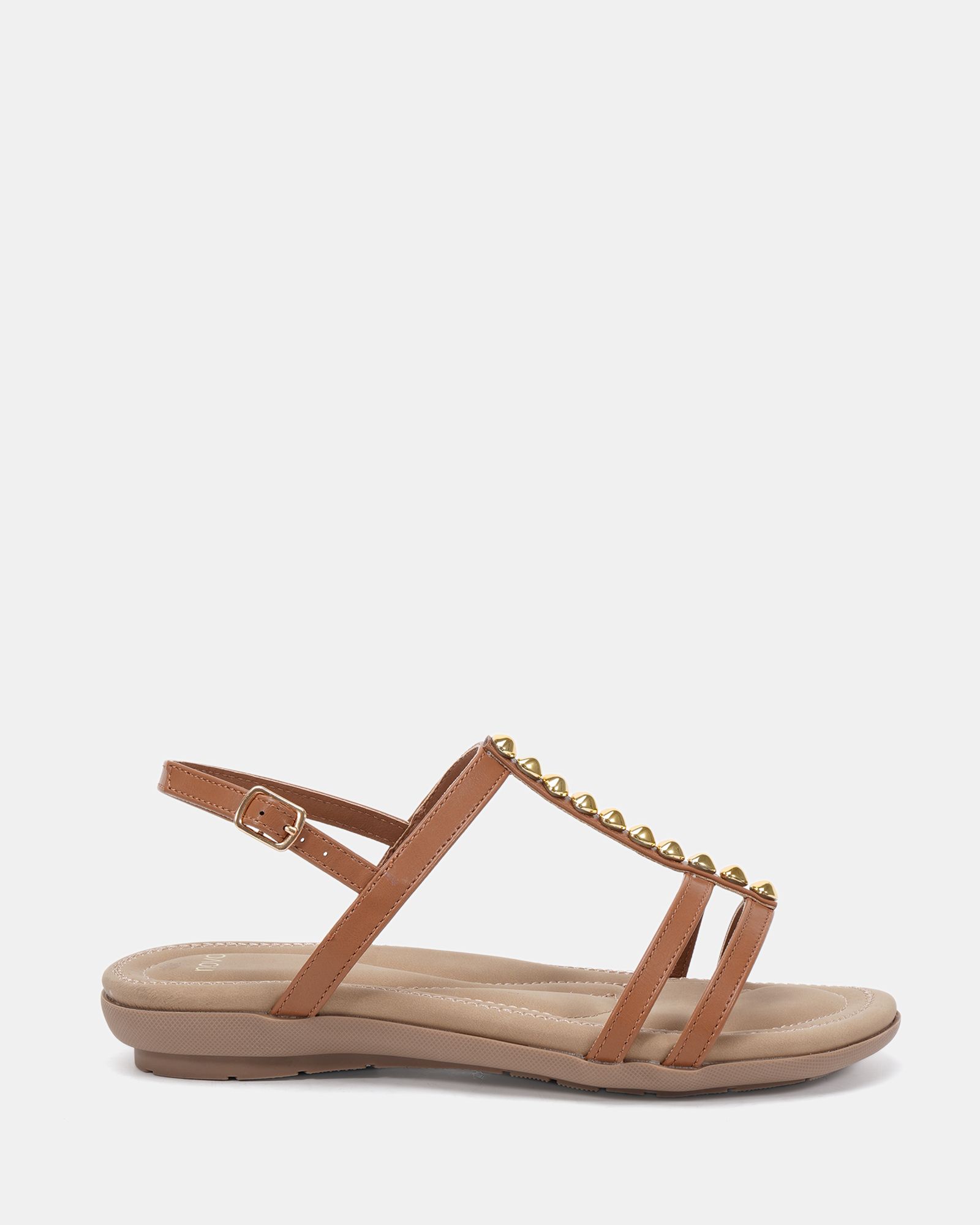 WIDE FIT TILLY Tan Embellished Padded Sandal