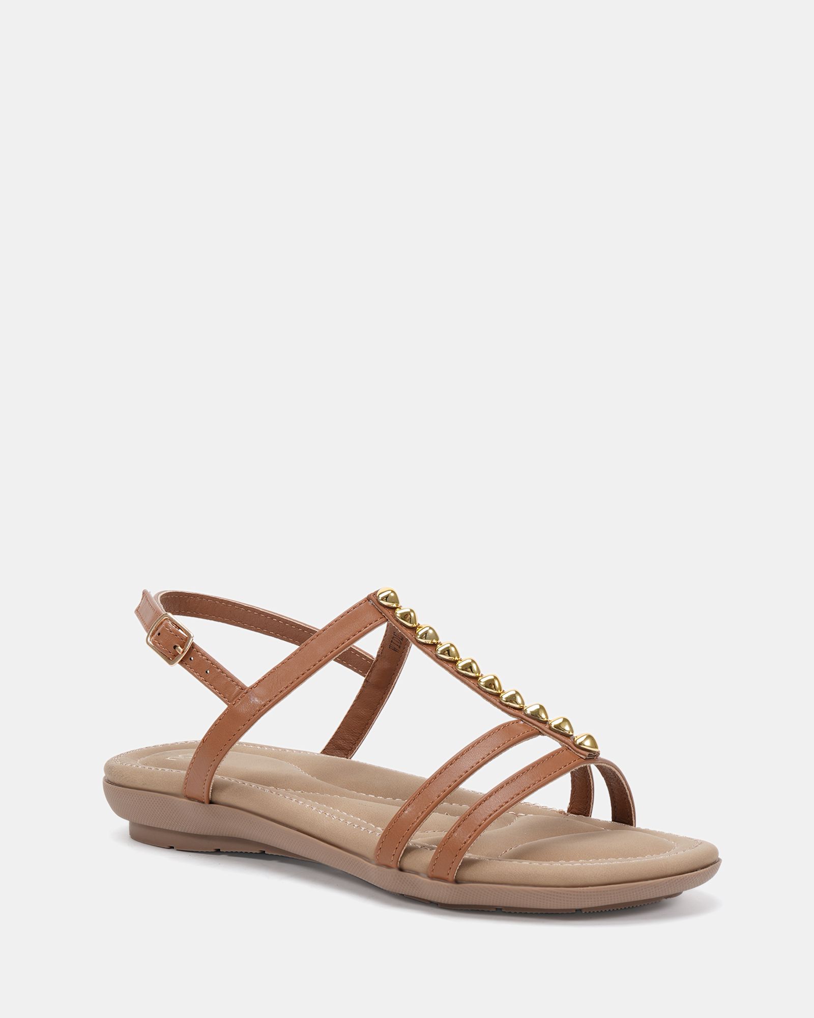 TILLY Tan Embellished Padded Sandal