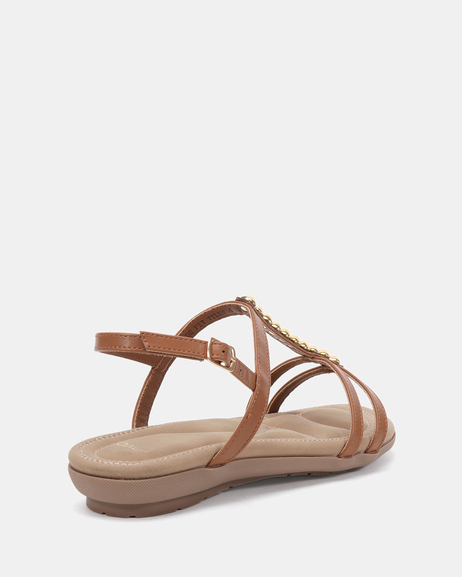 WIDE FIT TILLY Tan Embellished Padded Sandal