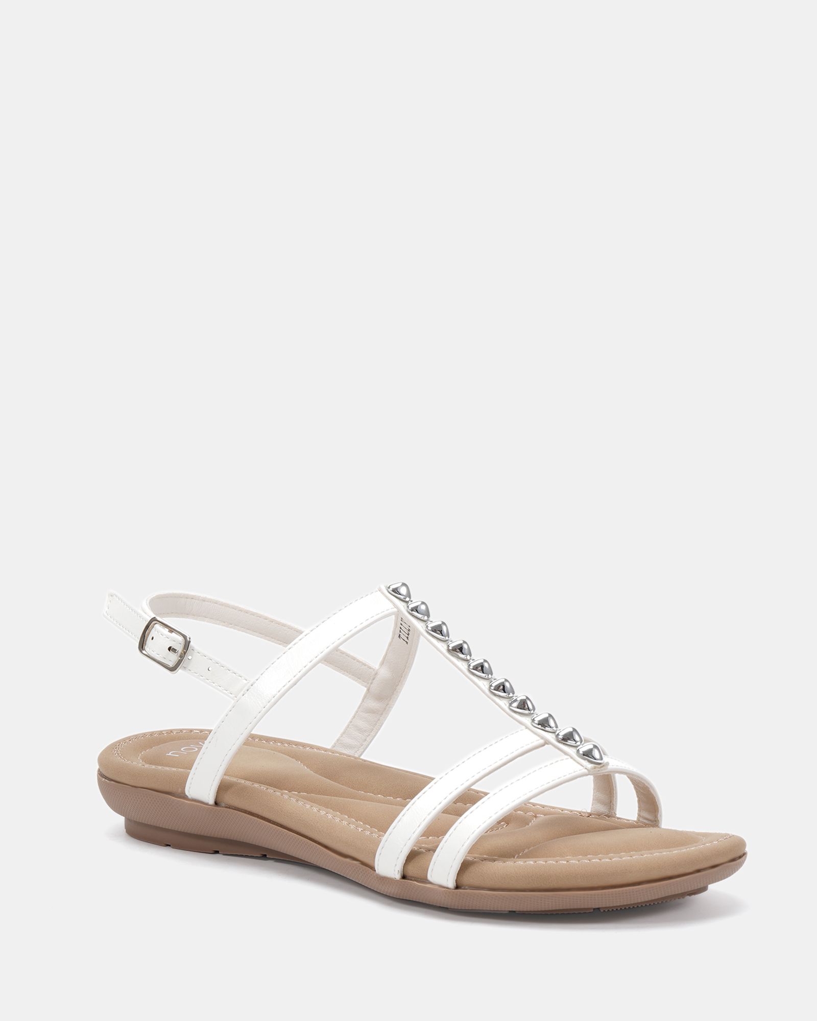 WIDE FIT TILLY White Embellished Padded Sandal