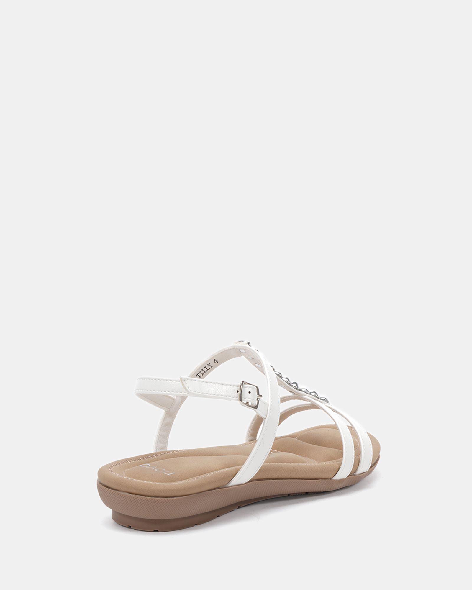 WIDE FIT TILLY White Embellished Padded Sandal