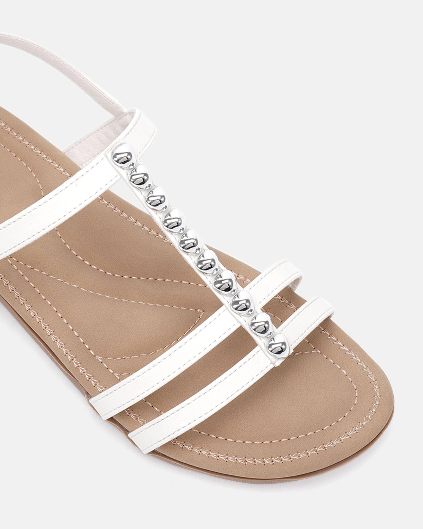 TILLY White Embellished Padded Sandal