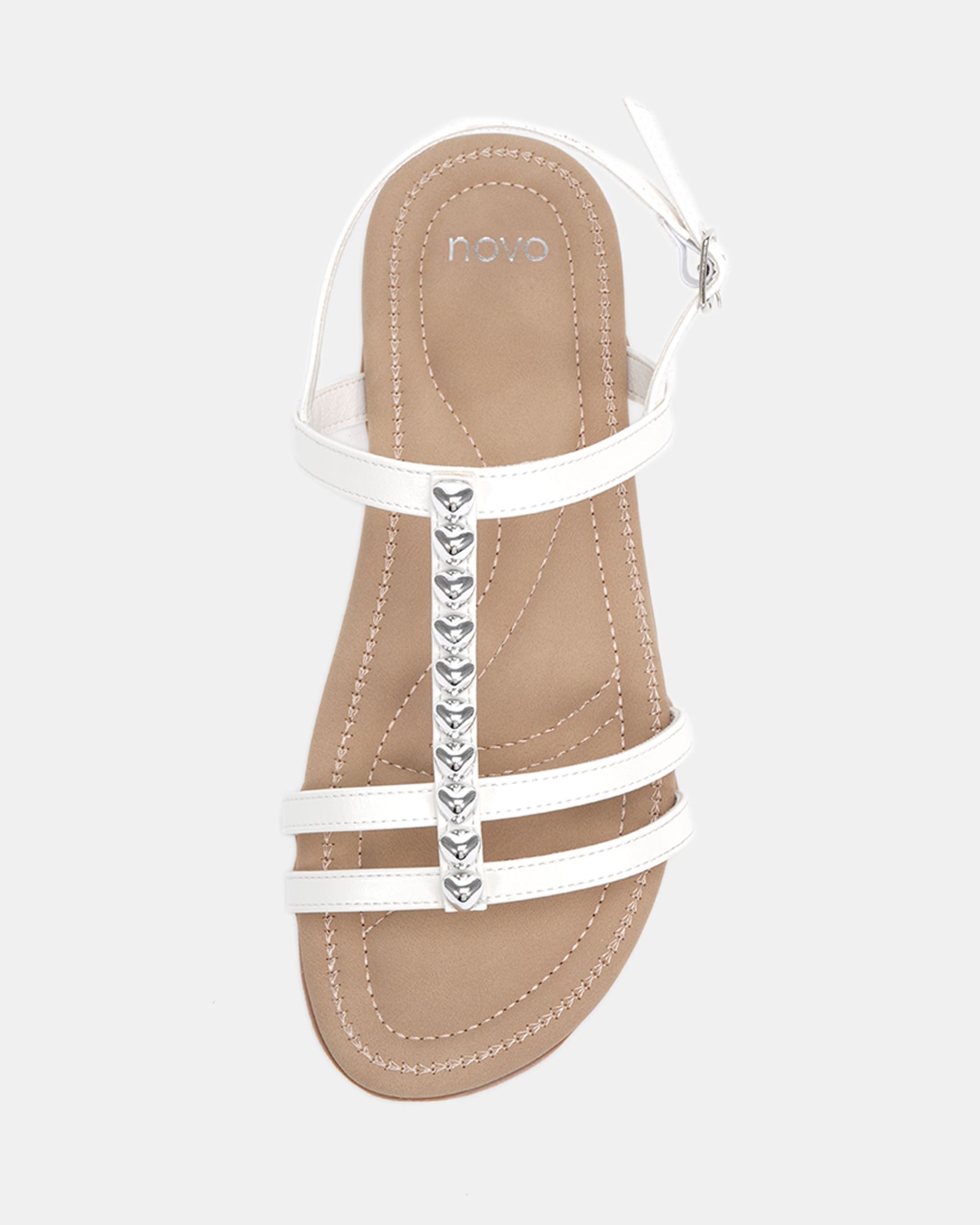 WIDE FIT TILLY White Embellished Padded Sandal