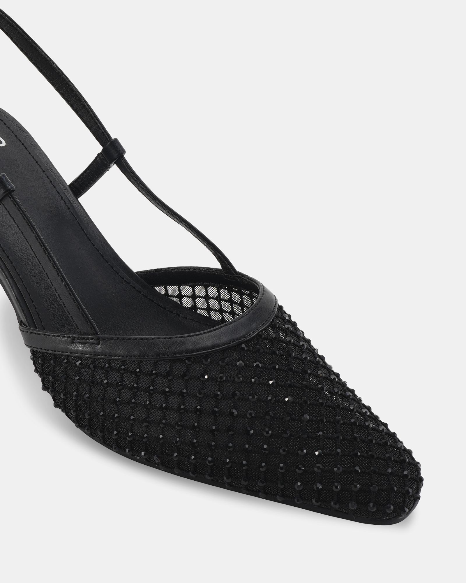 Zaidan Black Mesh Embellished Slingback Court