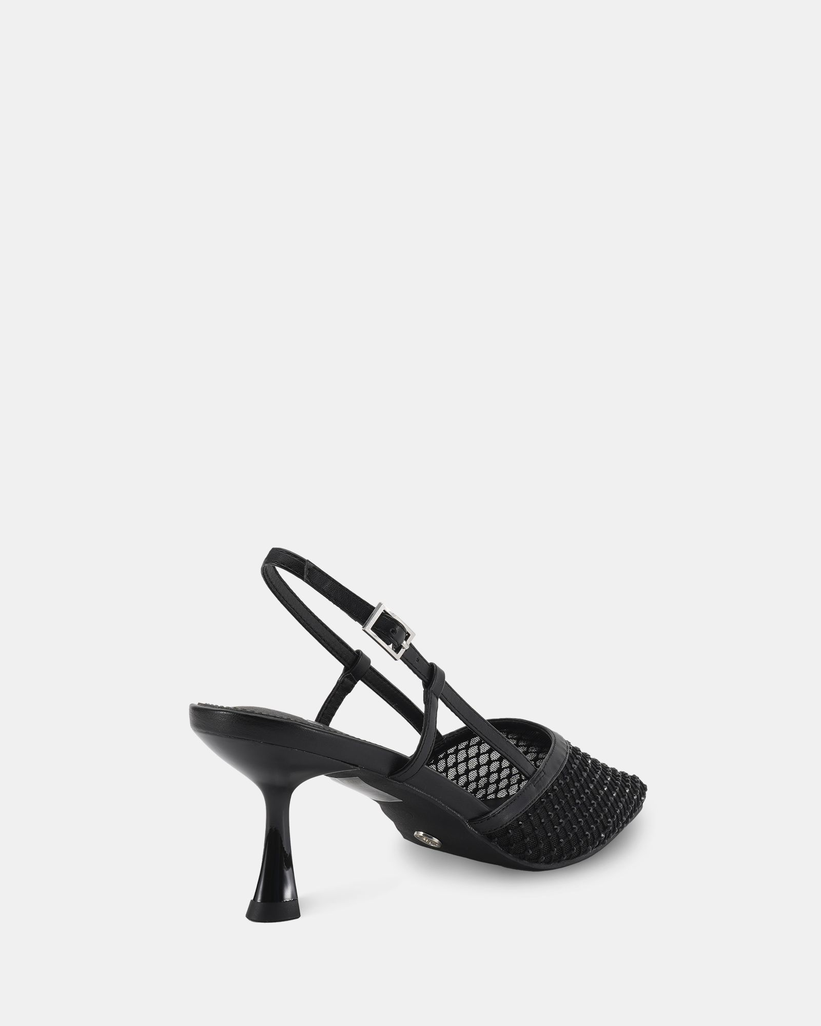 Zaidan Black Mesh Embellished Slingback Court