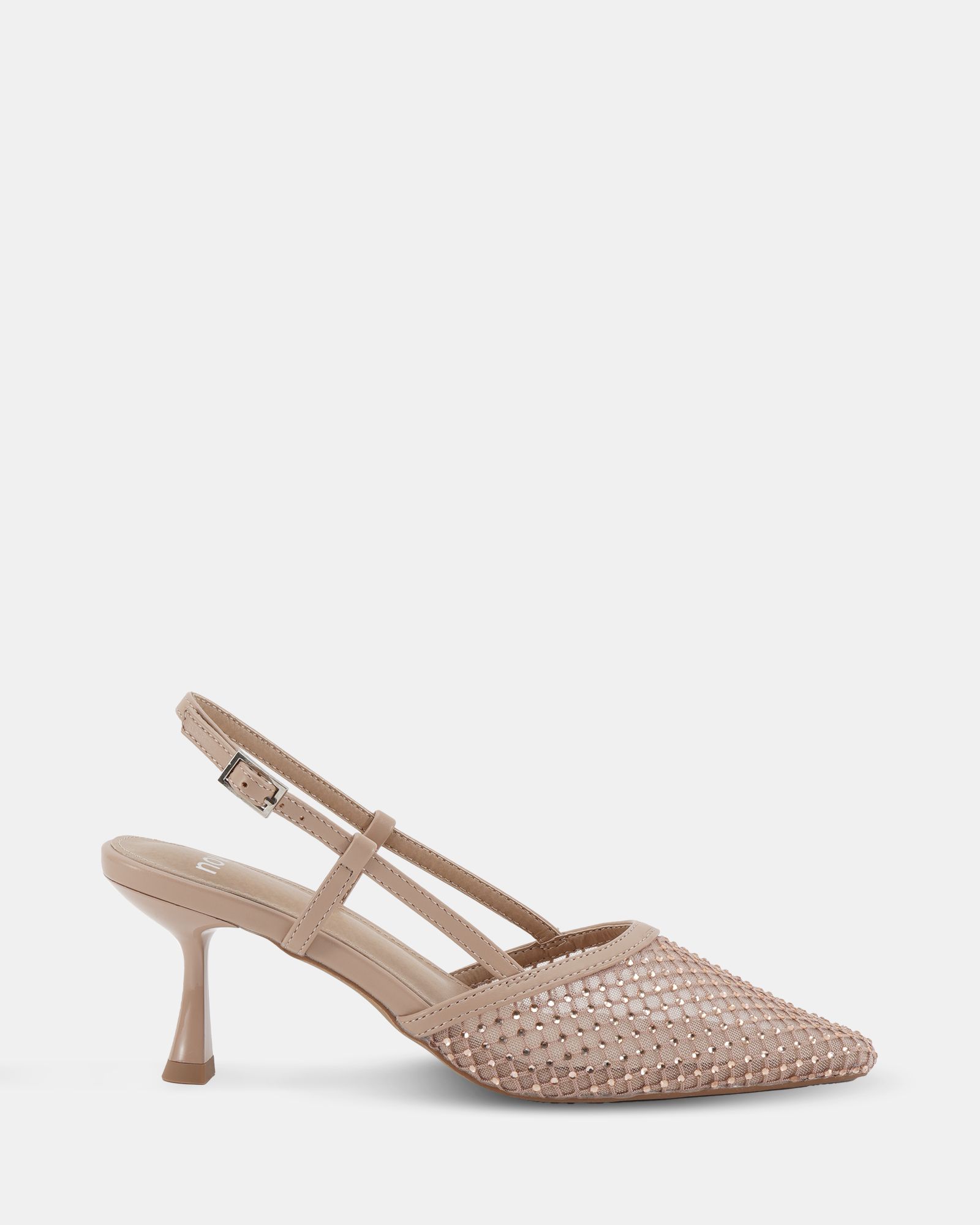 Zaidan Nude Mesh Embellished Slingback Court