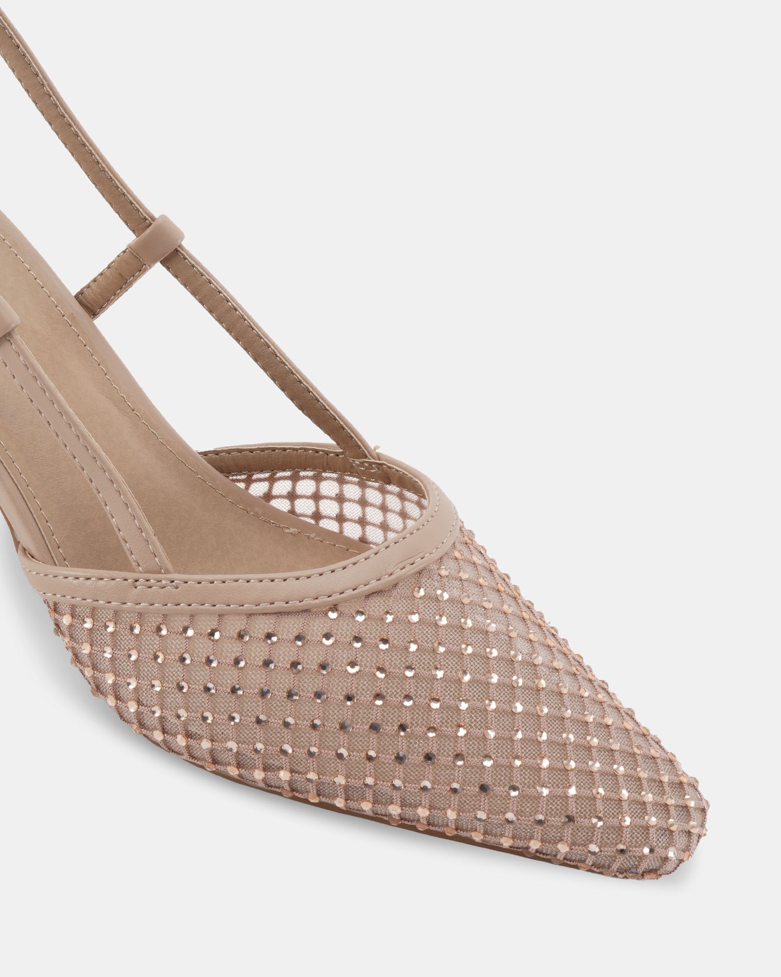Zaidan Nude Mesh Embellished Slingback Court