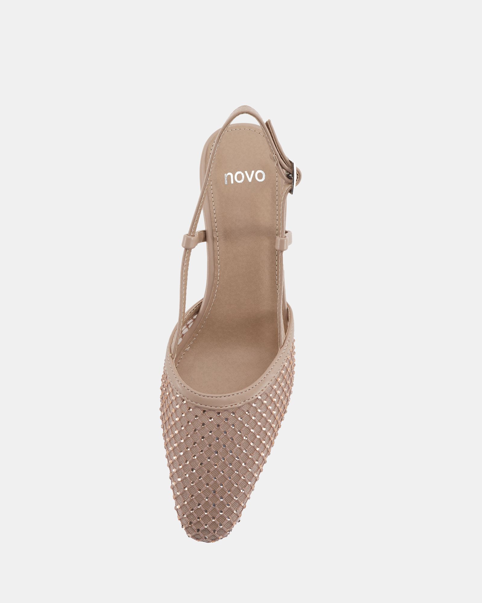 Zaidan Nude Mesh Embellished Slingback Court