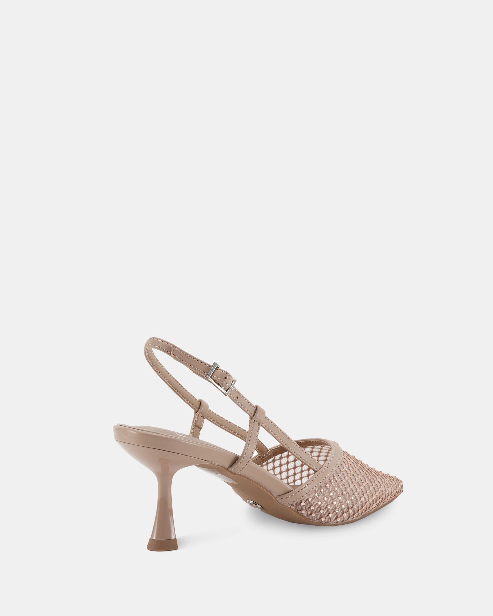 Zaidan Nude Mesh Embellished Slingback Court