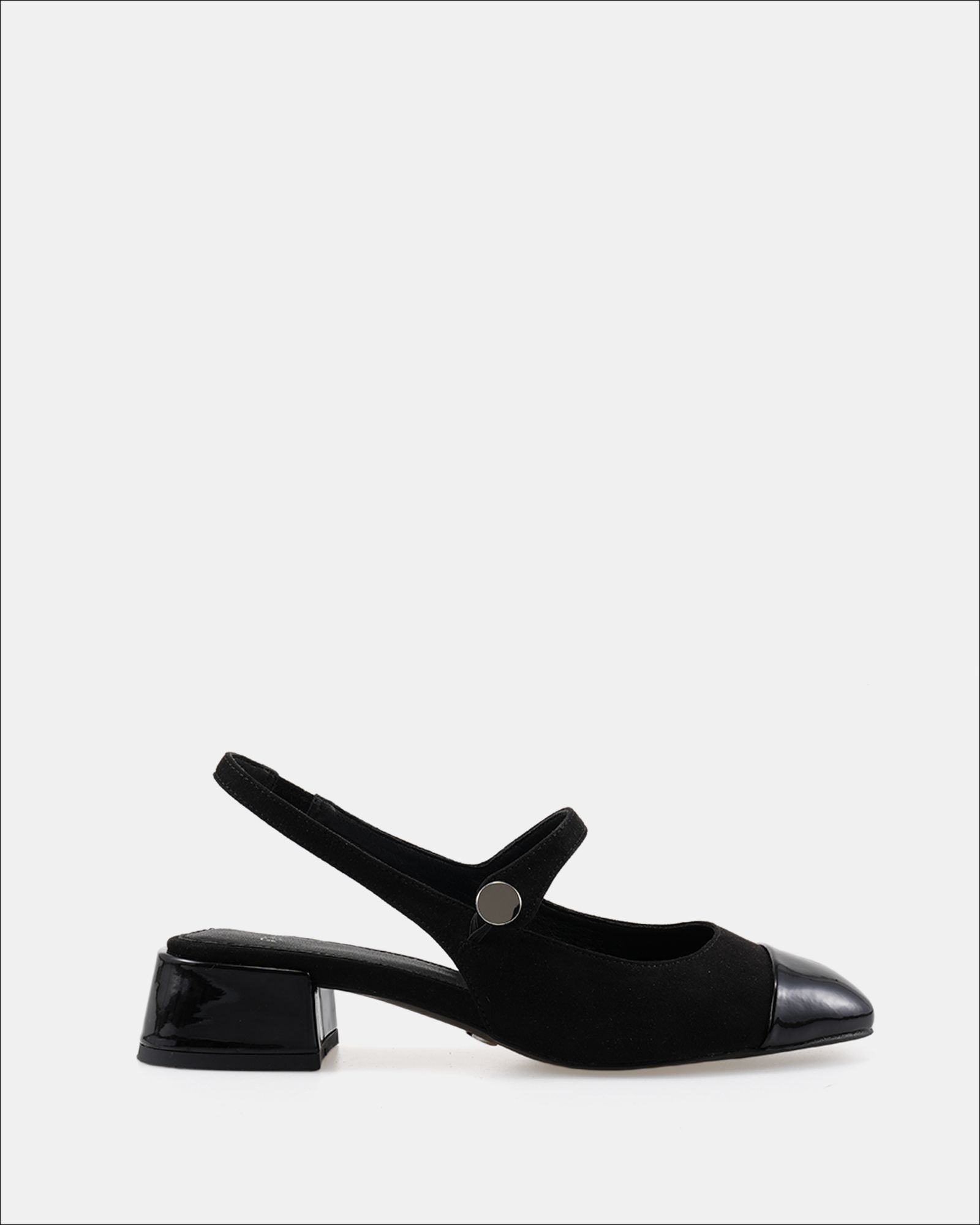Zimmy Black Low Block Slingback Mary Jane