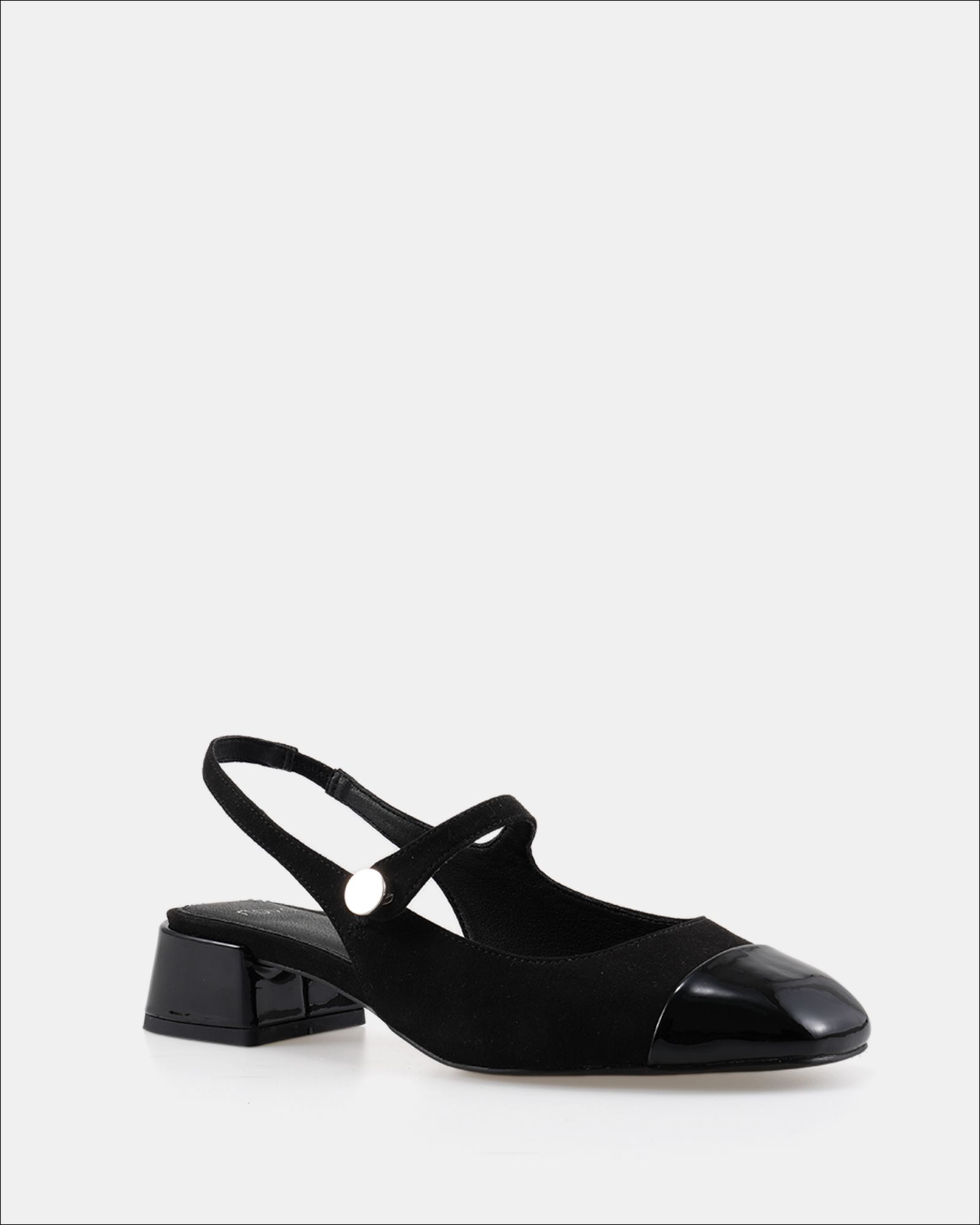 Zimmy Black Low Block Slingback Mary Jane
